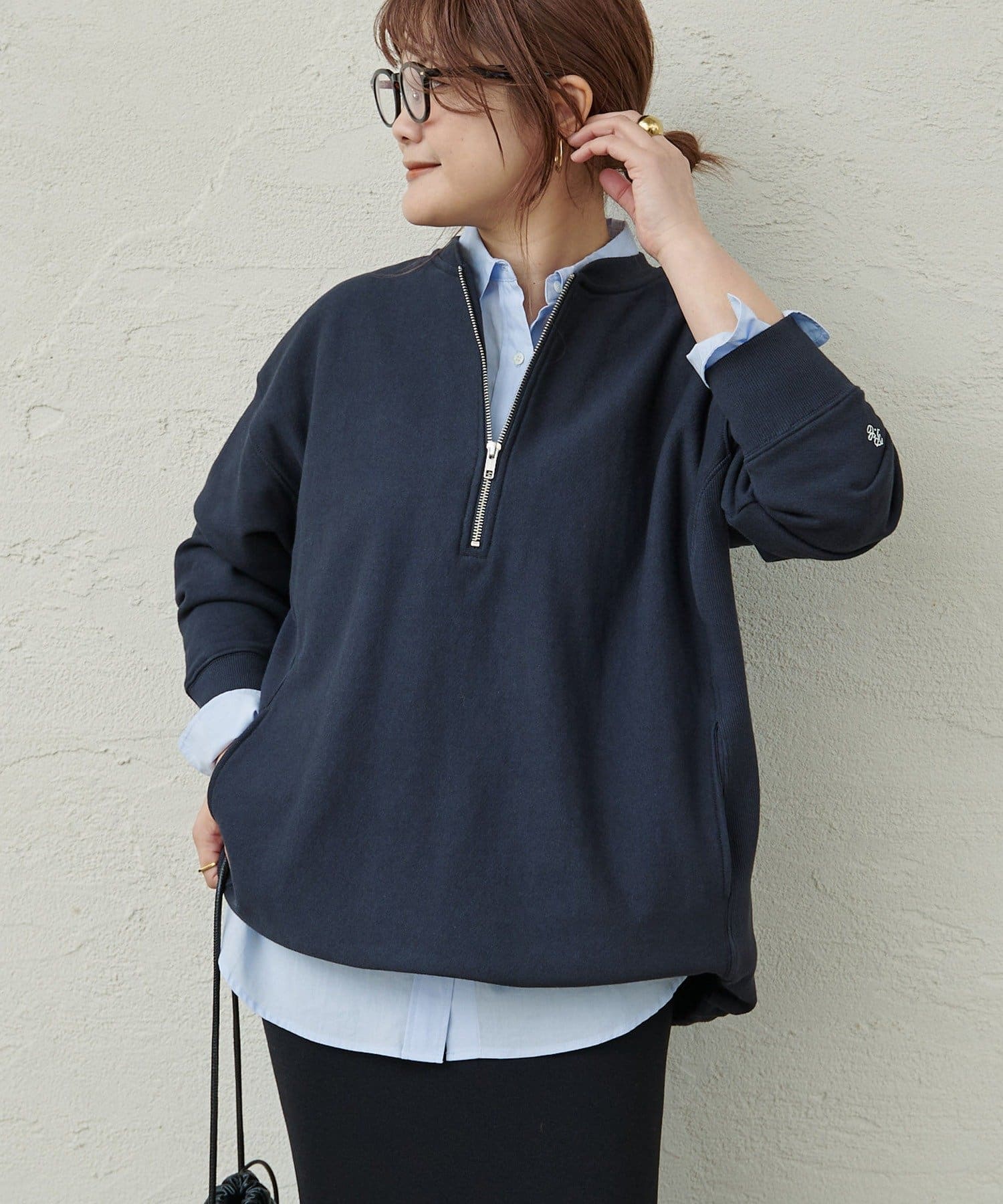 PUAL CE CIN(ピュアルセシン) 【＠noricorico102企画】ハーフジップドローコードスウェット