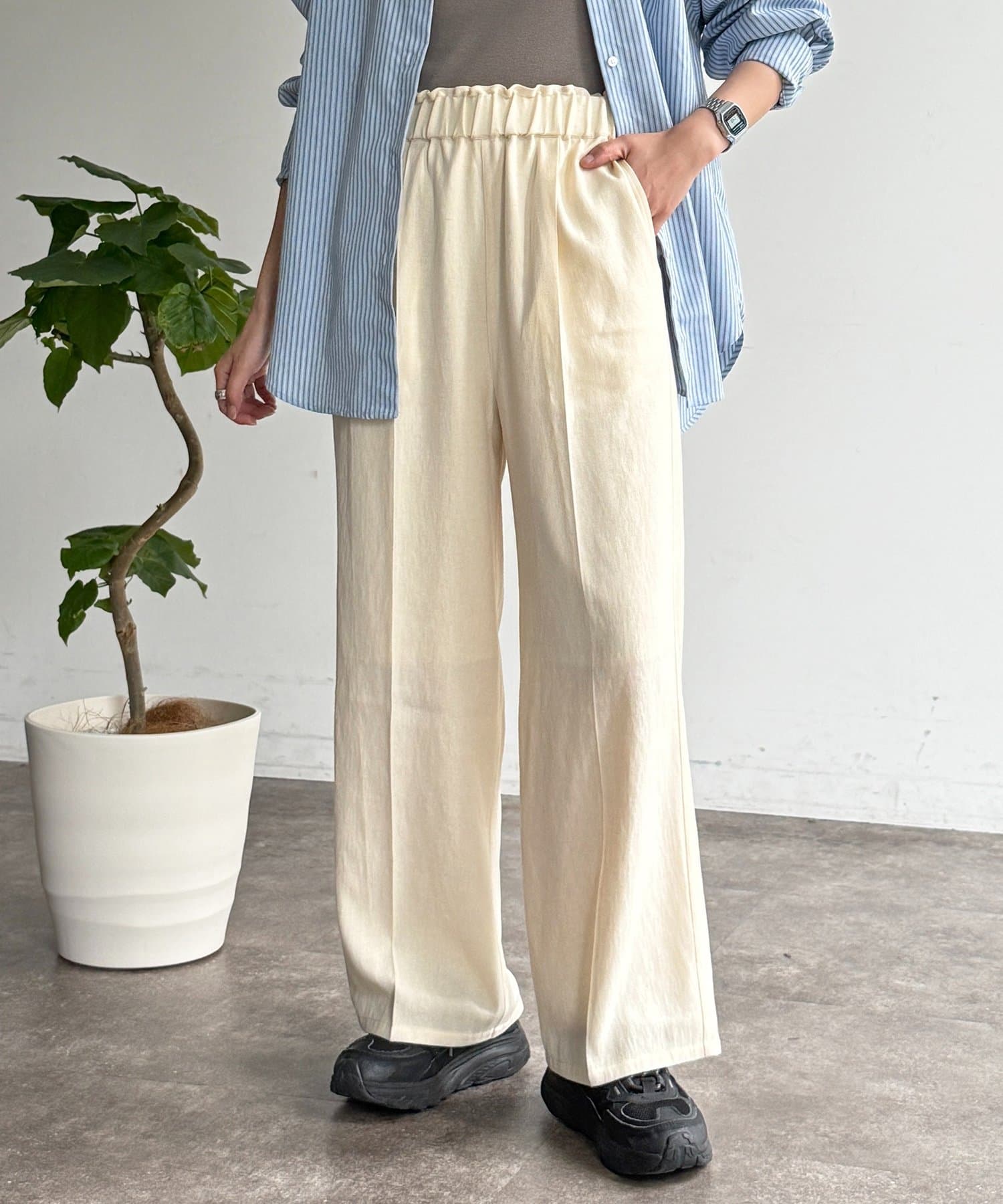 CPCM(シーピーシーエム) 【セットアップ可】ウエストフリルイージーパンツ