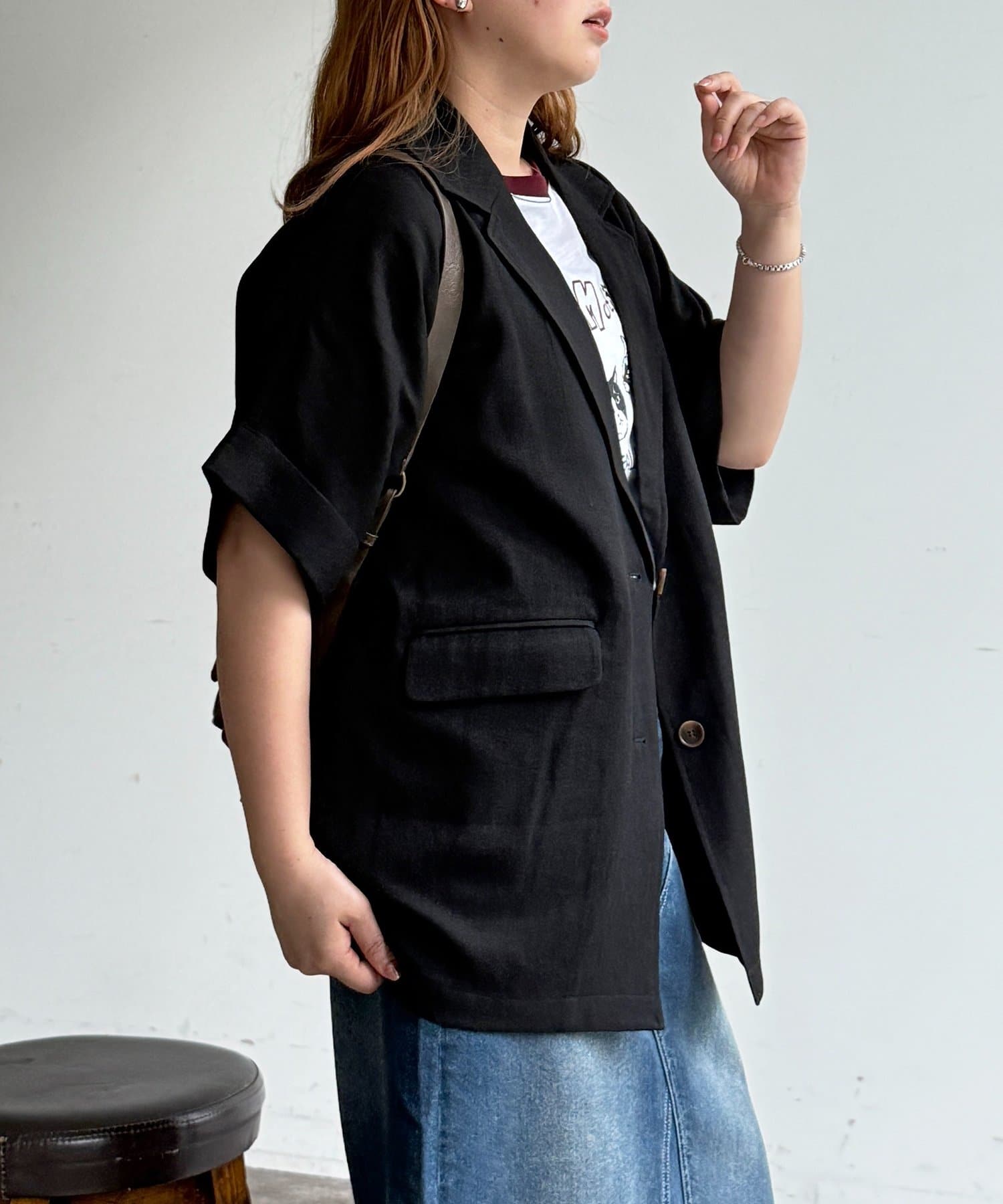 CPCM(シーピーシーエム) 【セットアップ可】半袖ドルマンシングルテーラードジャケット