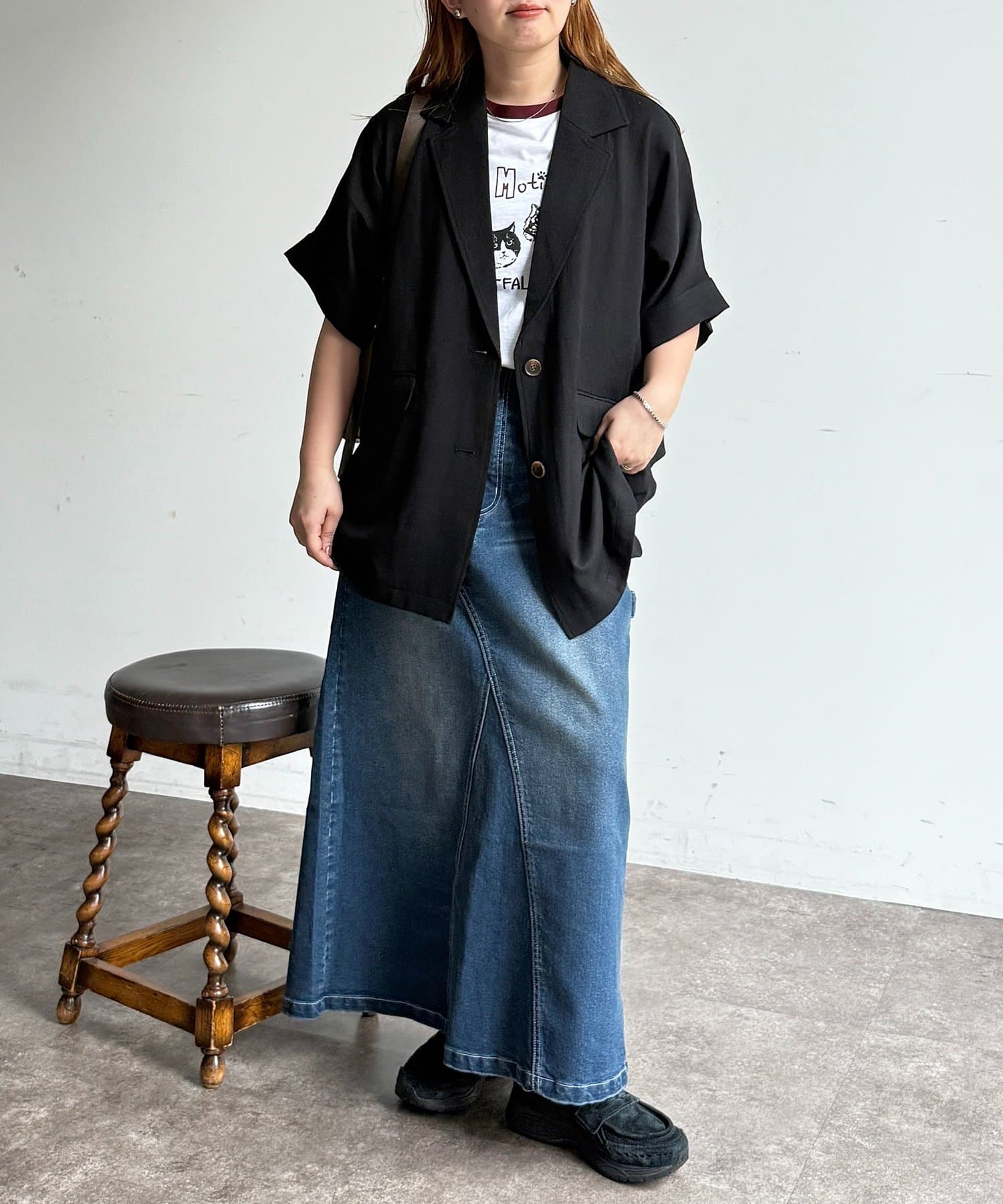 CPCM(シーピーシーエム) 【セットアップ可】半袖ドルマンシングルテーラードジャケット