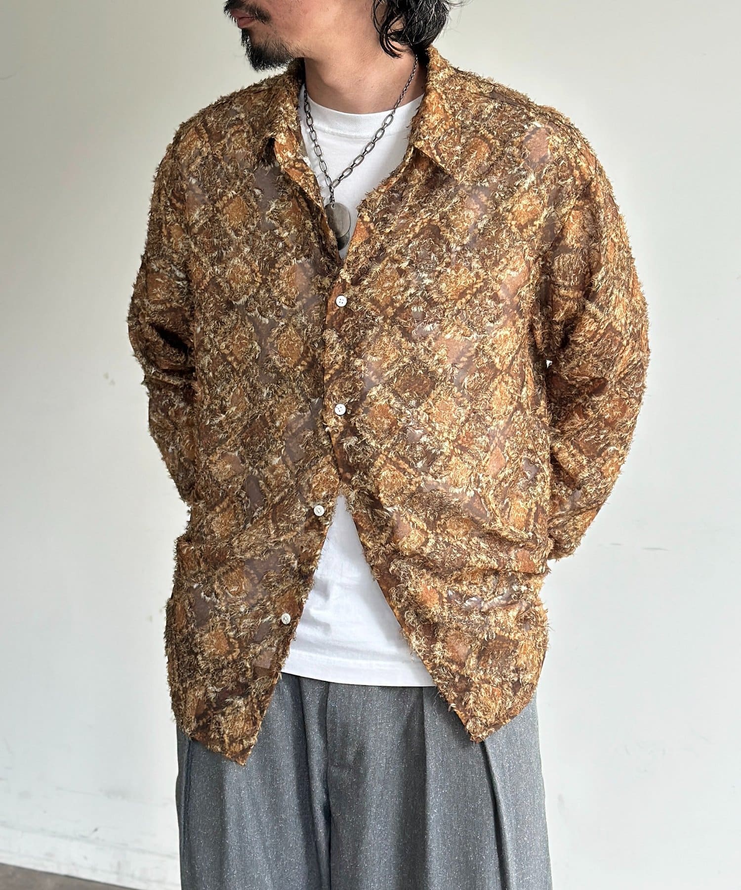 CPCM(シーピーシーエム) シアージャガード総柄プリントシャツ