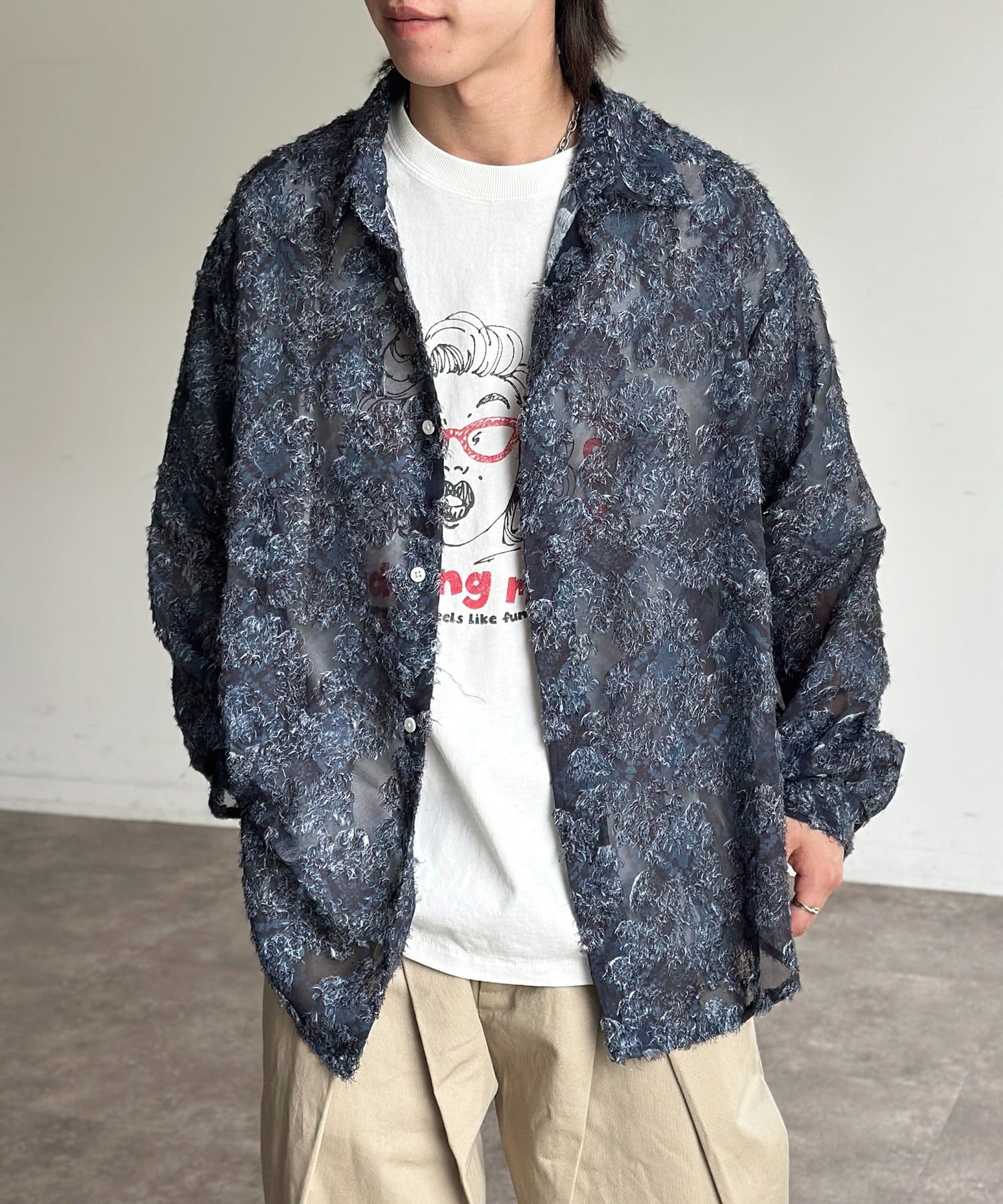 CPCM(シーピーシーエム) シアージャガード総柄プリントシャツ