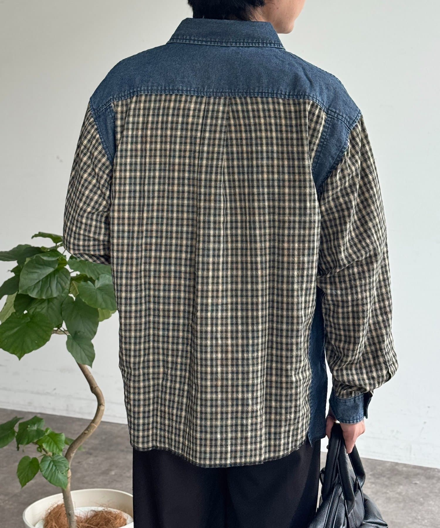 CPCM(シーピーシーエム) デニム切替チェックシャツ