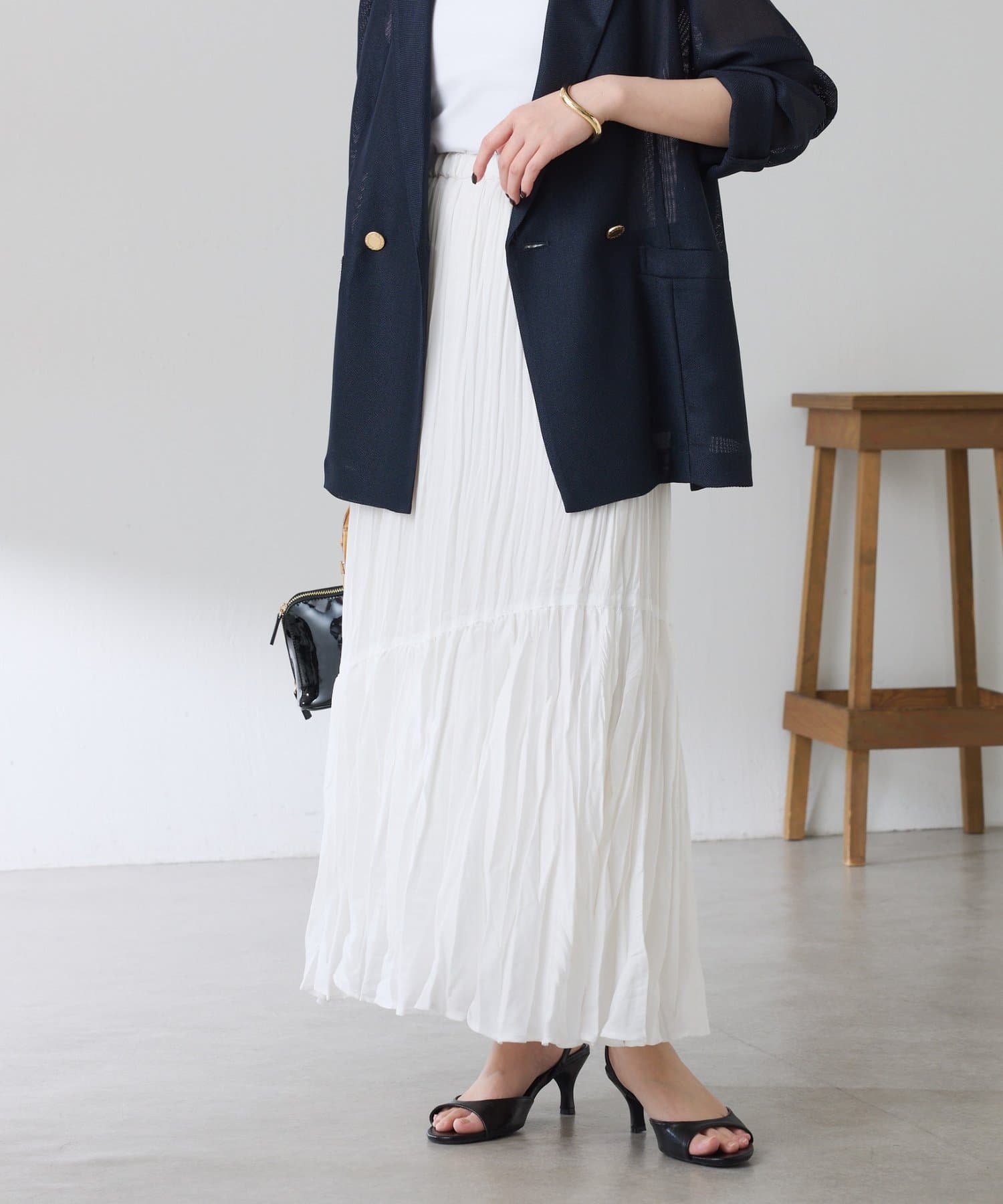 COLLAGE GALLARDAGALANTE(コラージュ ガリャルダガランテ) 【軽量/夏まで使える】ワッシャーナナメ切替スカート