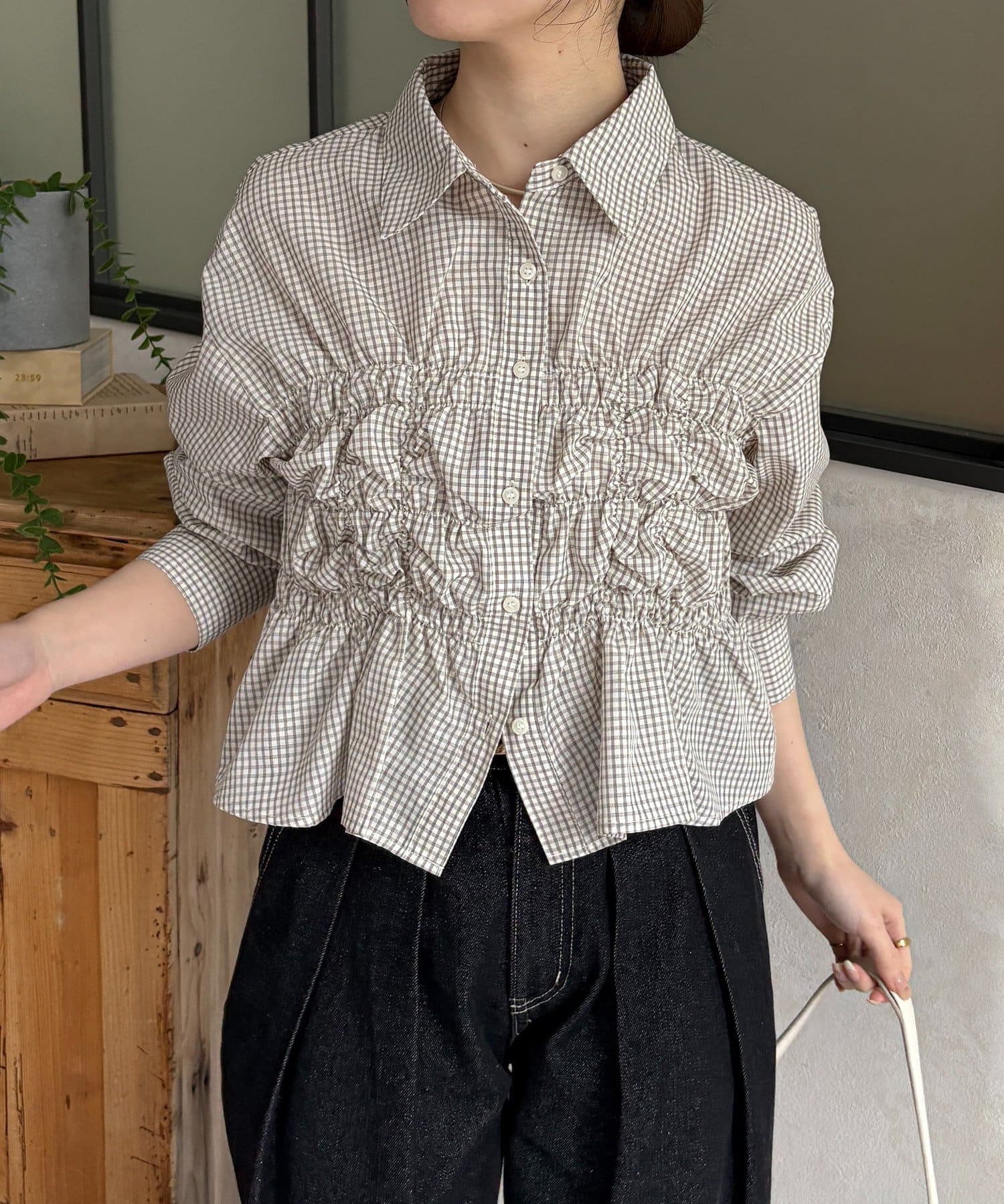 Thevon.(ゼヴォン) シャーリングショートシャツ