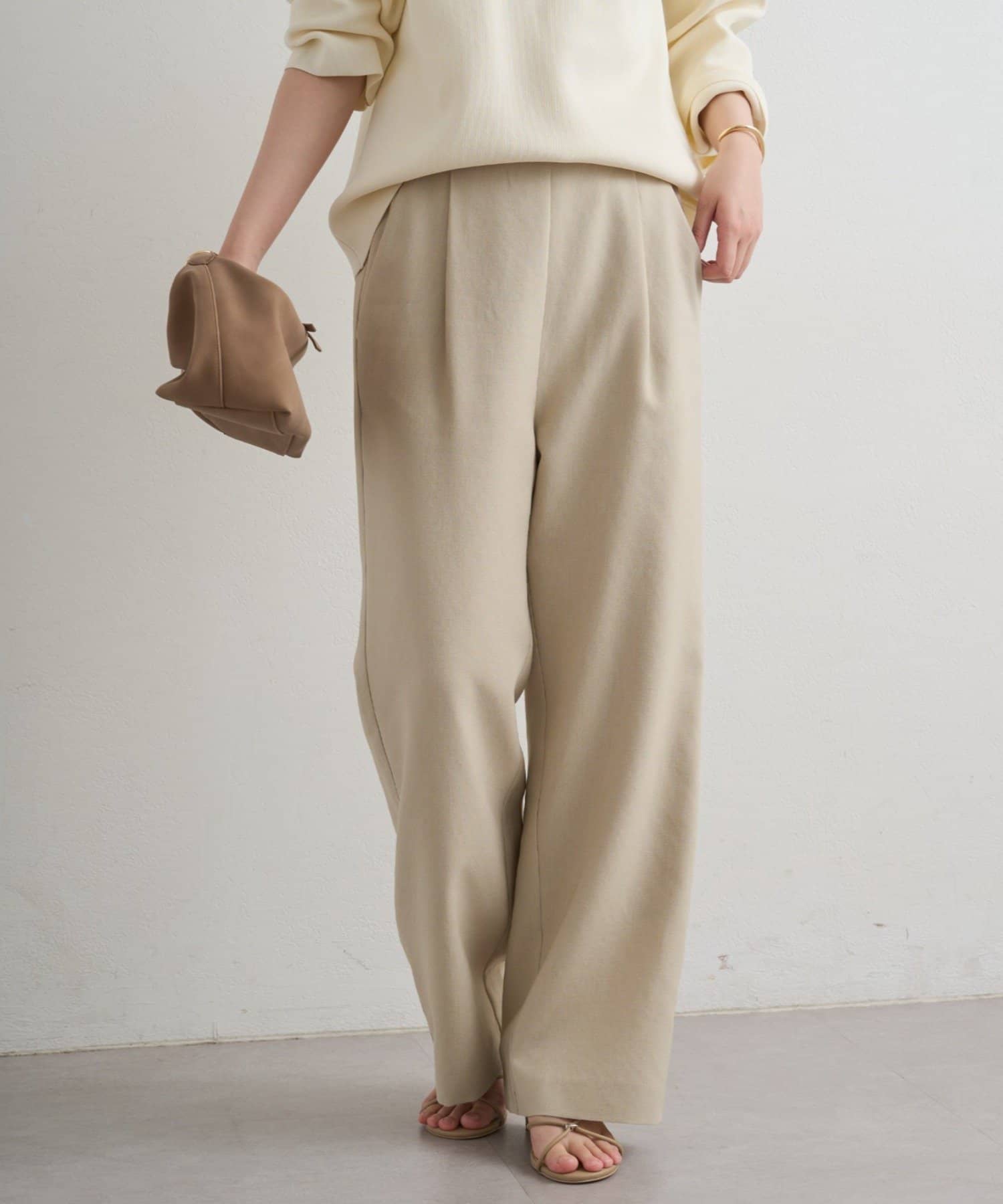 LOUNGEDRESS(ラウンジドレス) 【2/12～セレモニーフェア対象アイテム】【セットアップ対応可】麻調合繊タックパンツ