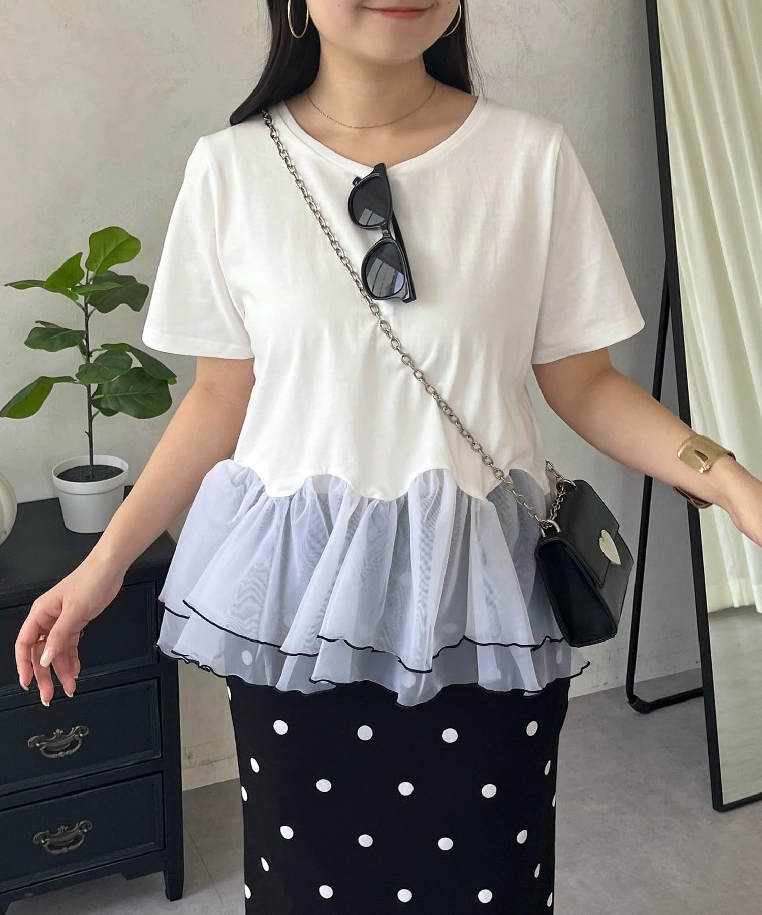 prose verse(プロズヴェール) バイカラー裾フリルTシャツ