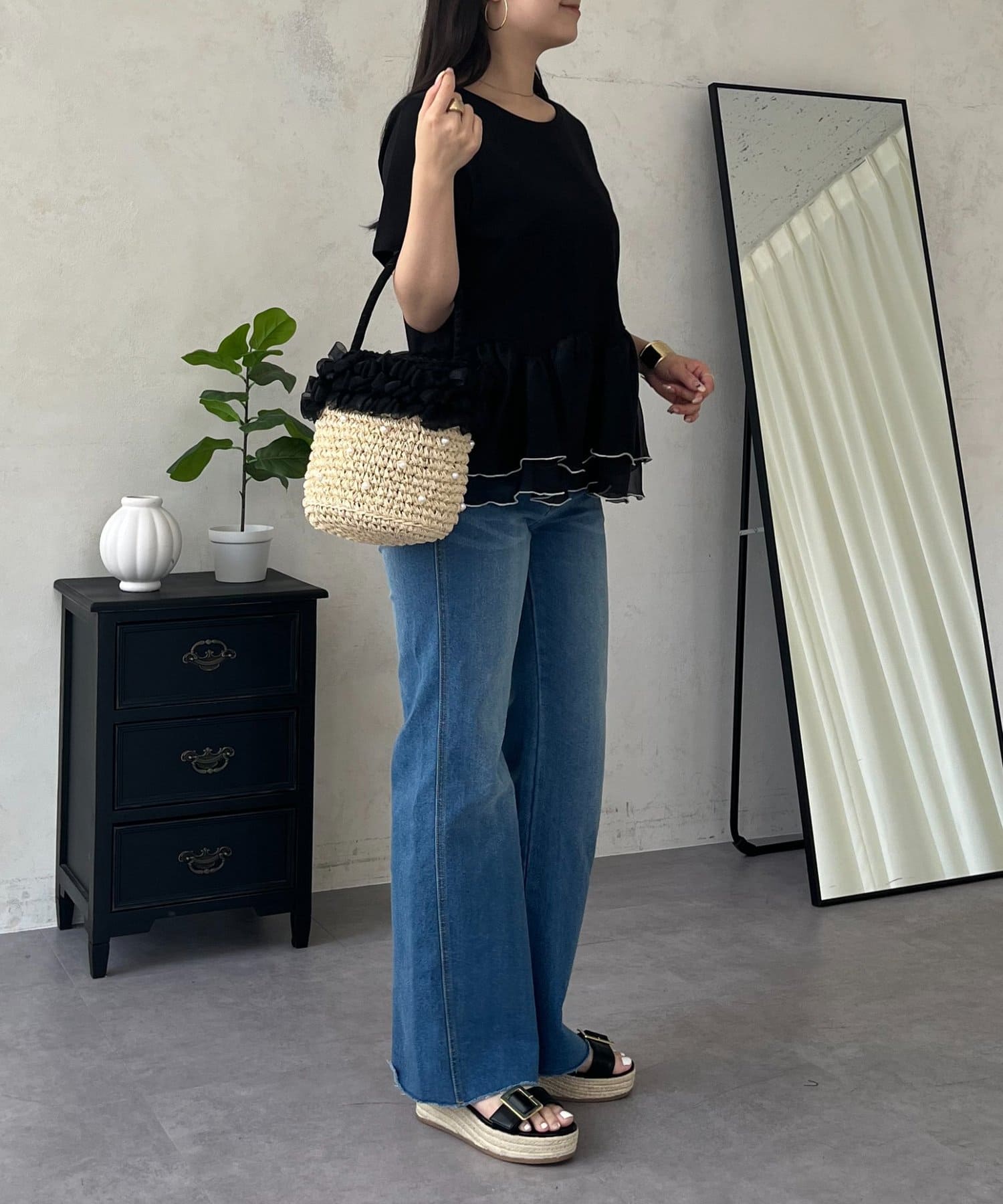 prose verse(プロズヴェール) バイカラー裾フリルTシャツ