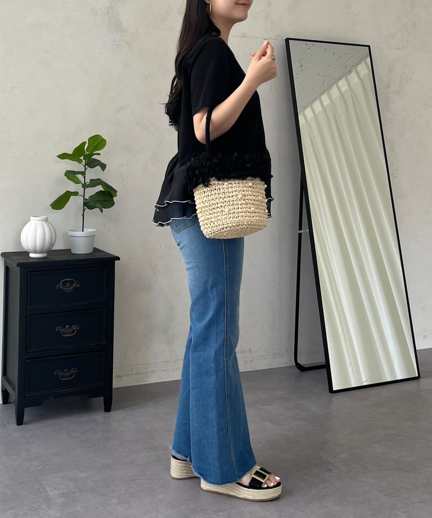 prose verse(プロズヴェール) バイカラー裾フリルTシャツ