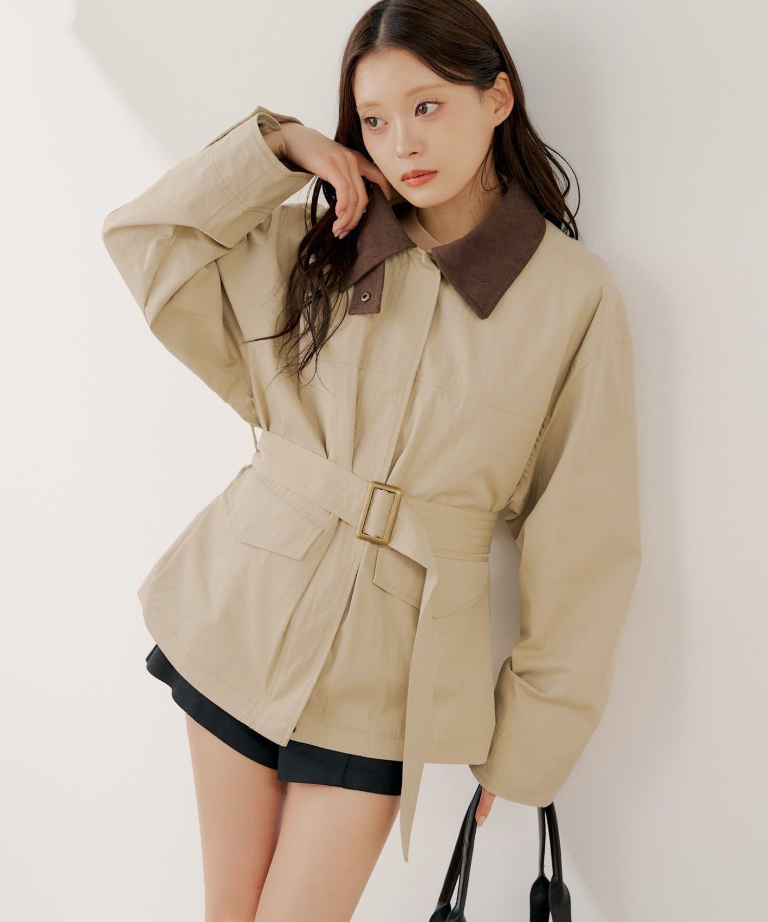 Chico(チコ) 襟配色ジップルーズジャケット