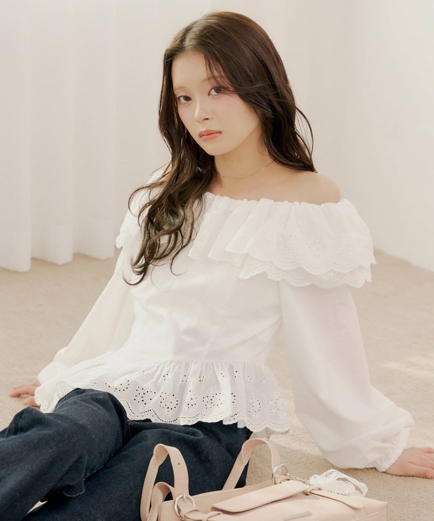 Chico(チコ) コットンレースオフショルブラウス