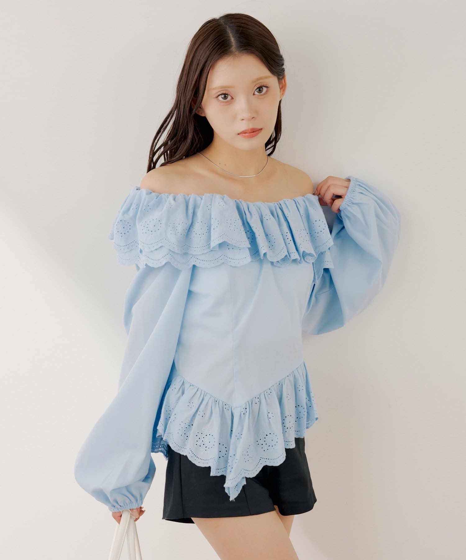 Chico(チコ) コットンレースオフショルブラウス