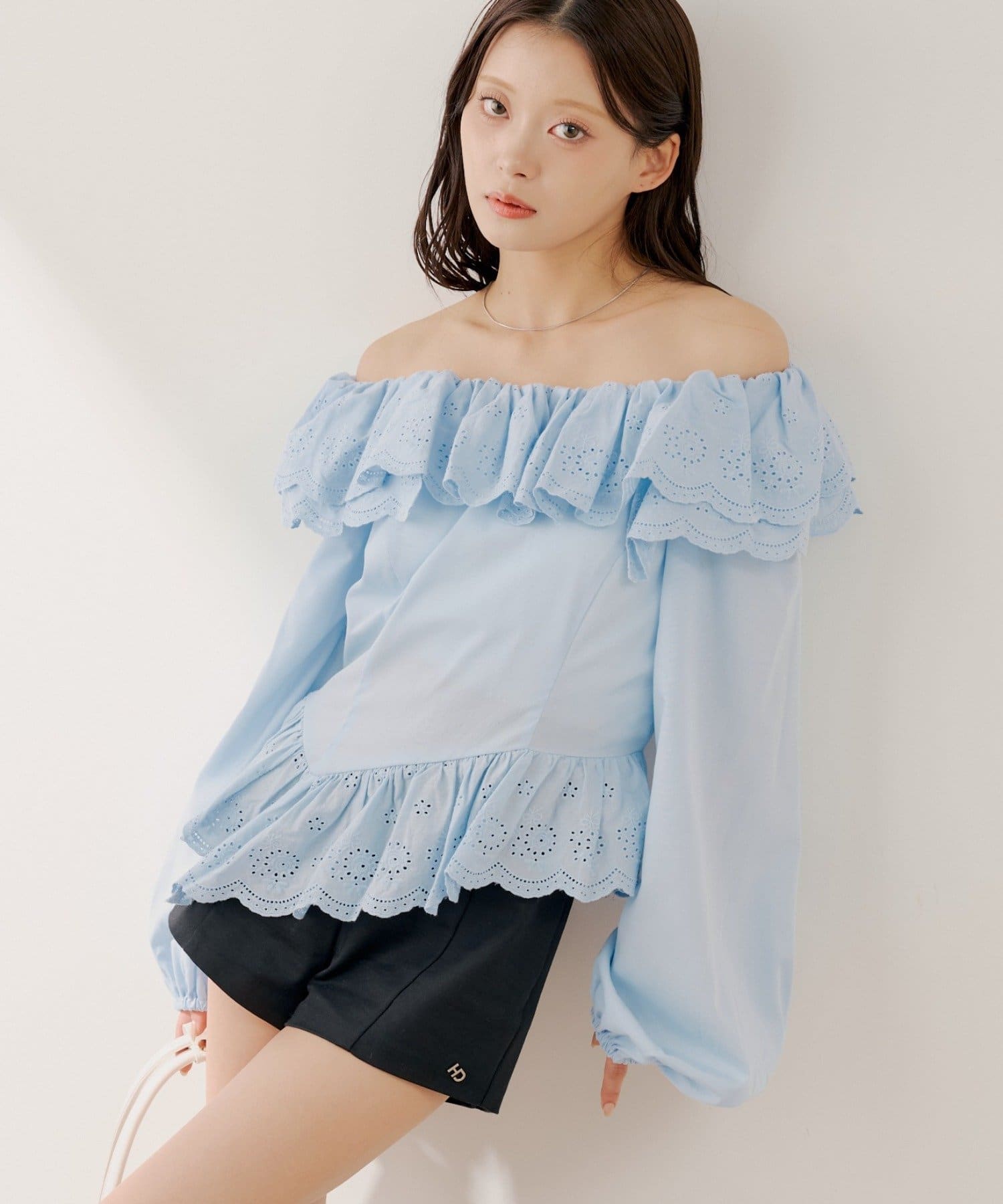 Chico(チコ) コットンレースオフショルブラウス