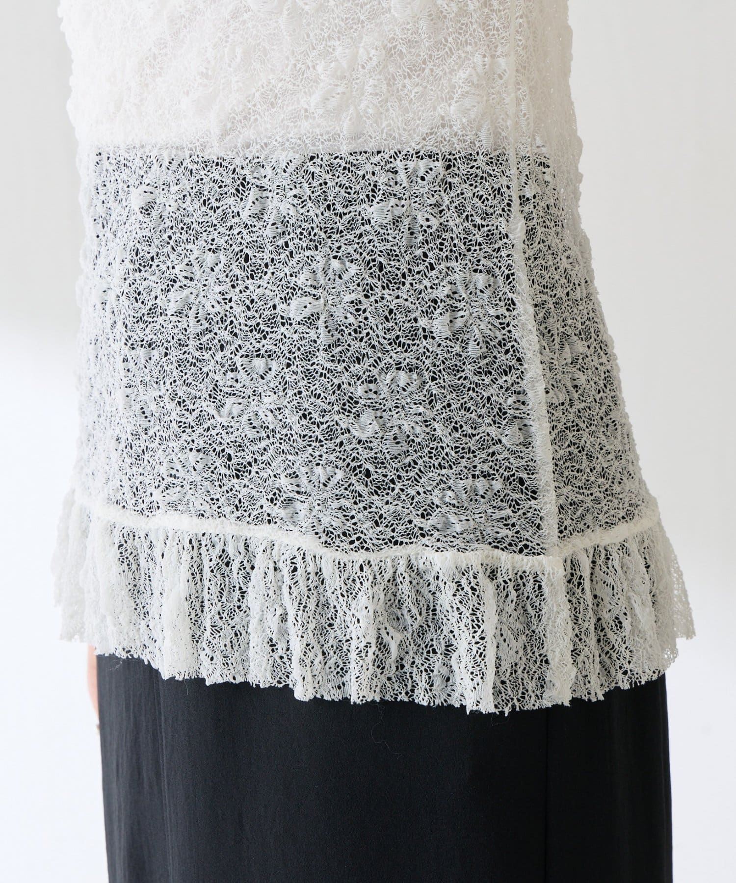 COLLAGE GALLARDAGALANTE(コラージュ ガリャルダガランテ) 【ストレッチ生地◎】レースフレンチカットソー