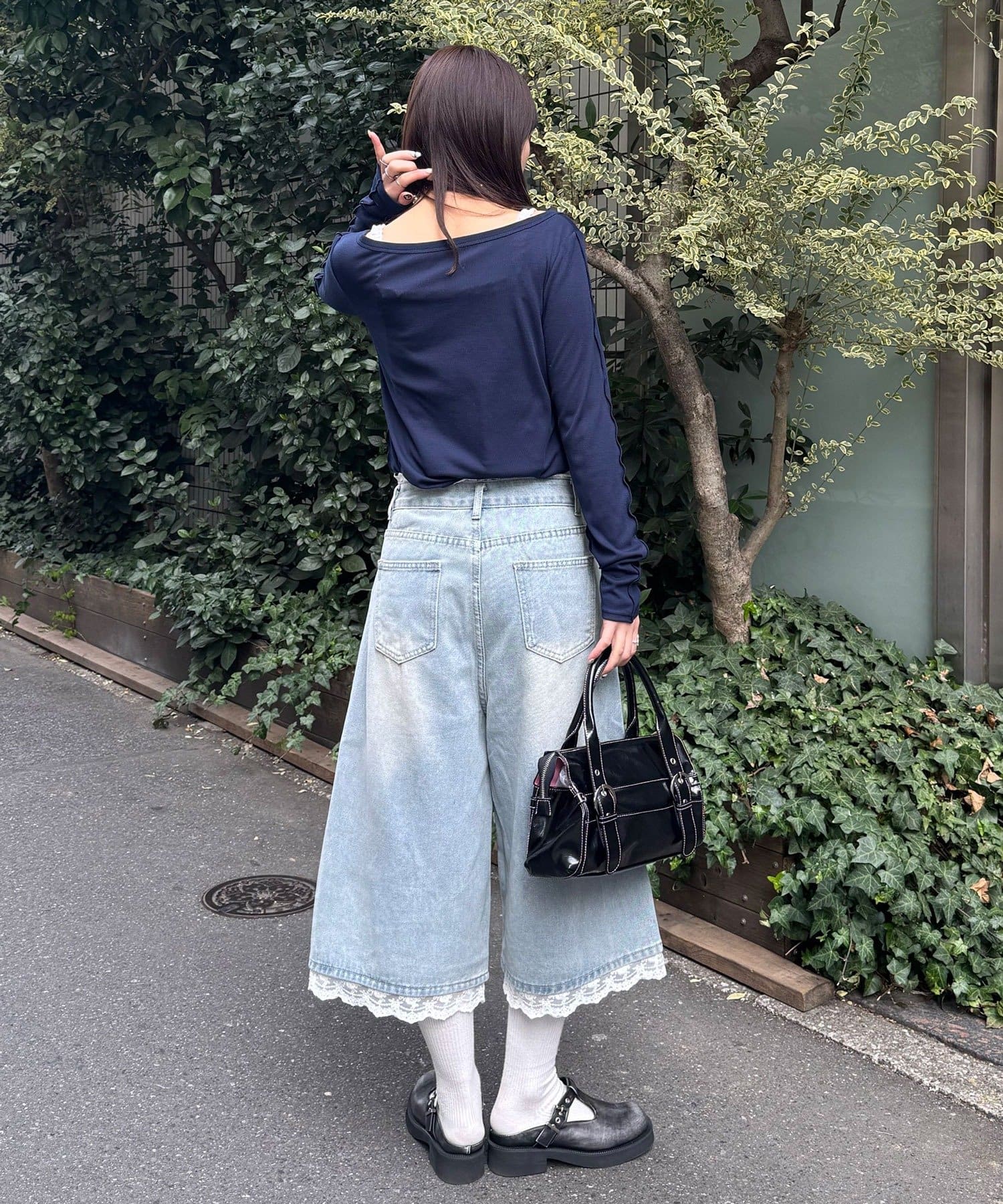 CIAOPANIC(チャオパニック) 【neutral by ciaopanic】レースレイヤードデニムハーフパンツ