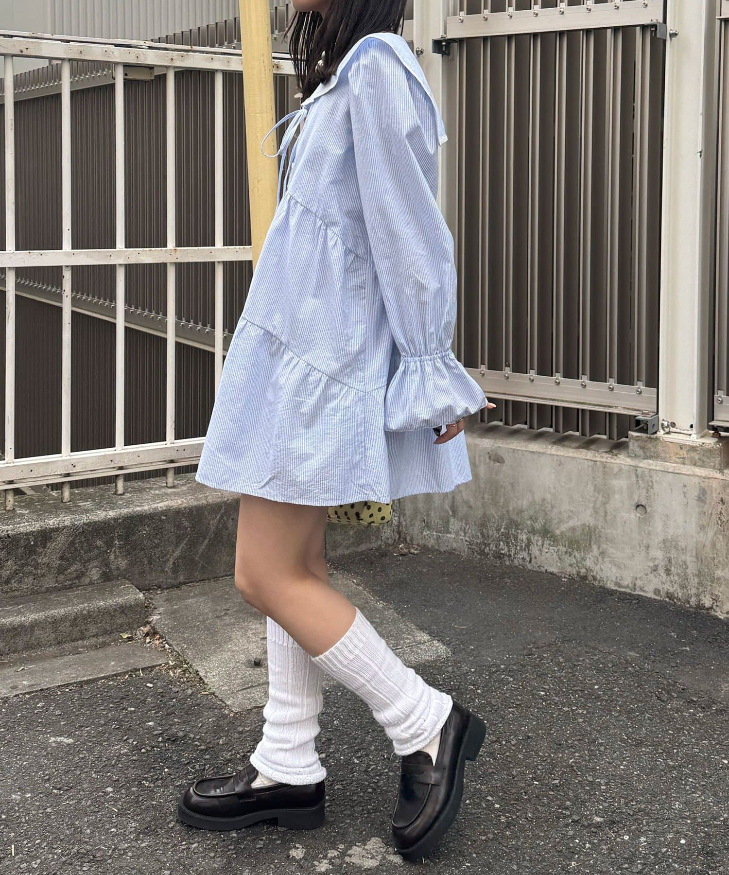 CIAOPANIC(チャオパニック) 【neutral by ciaopanic】セーラーカラーシャツティアードミニワンピース