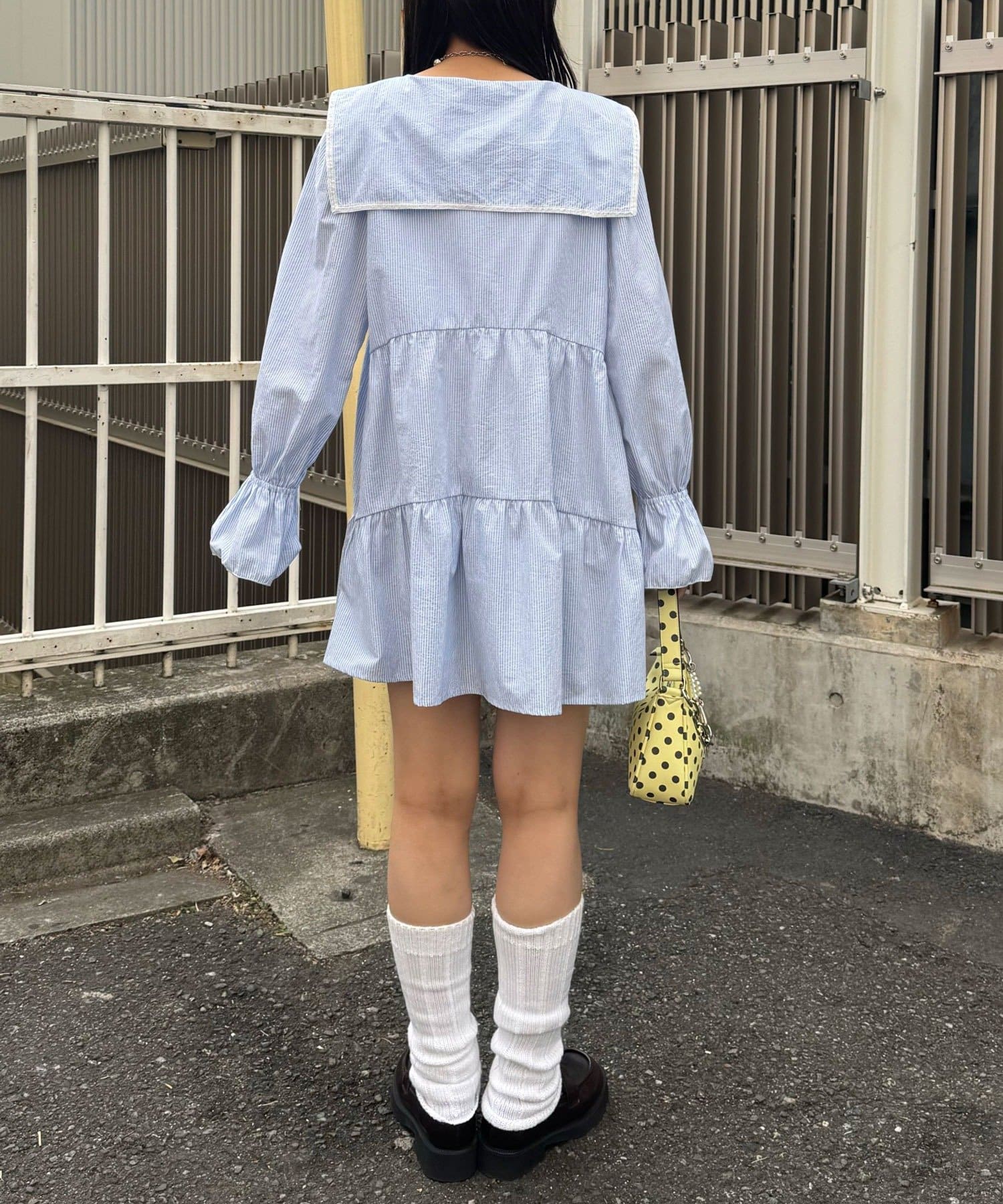 CIAOPANIC(チャオパニック) 【neutral by ciaopanic】セーラーカラーシャツティアードミニワンピース