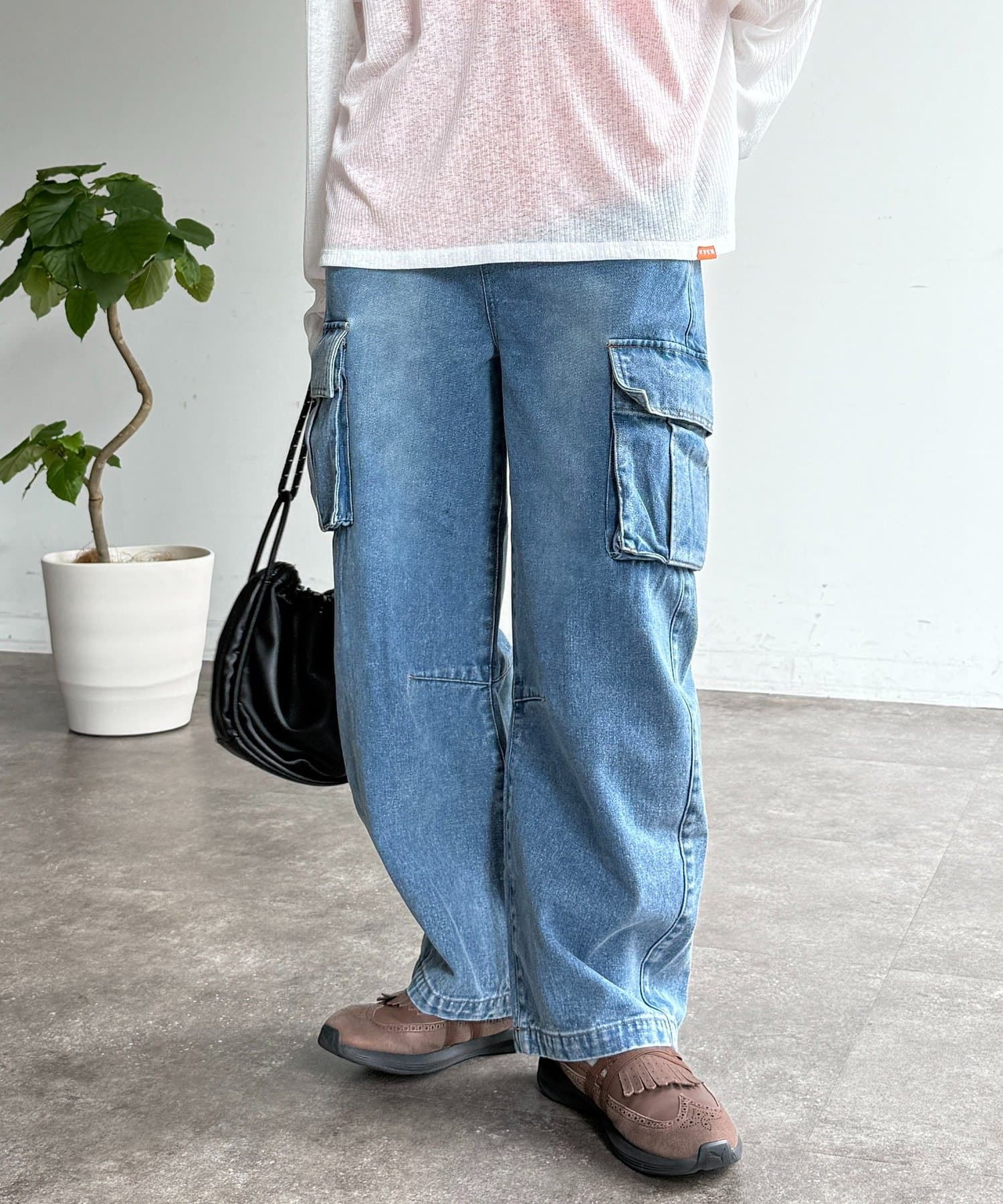 CPCM(シーピーシーエム) カーブカーゴデニムパンツ