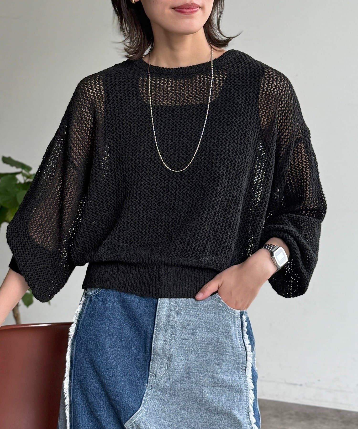 CPCM(シーピーシーエム) 麻タッチメッシュプルオーバー