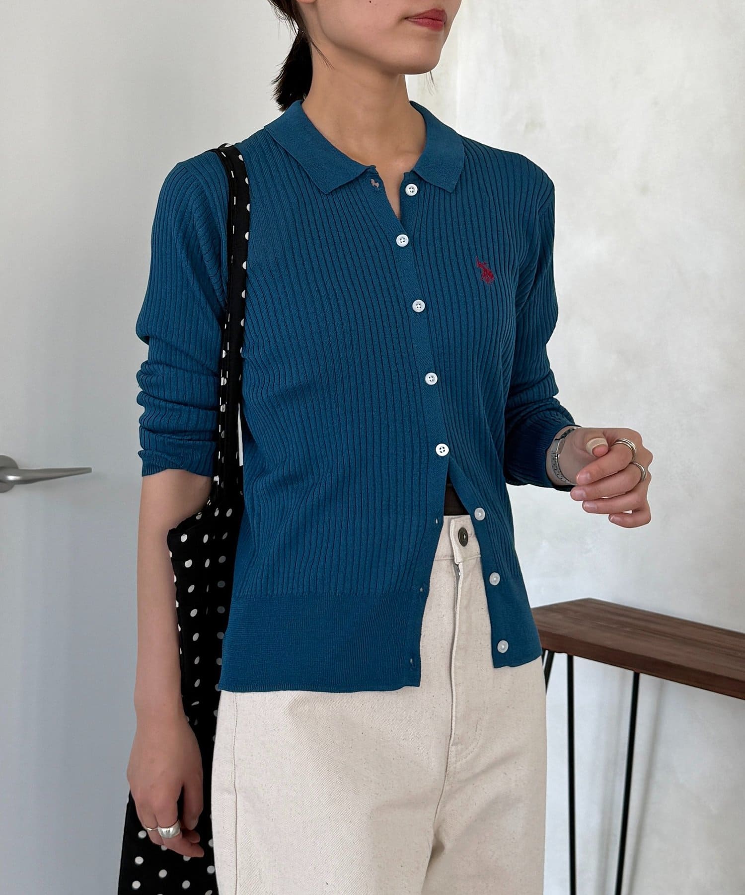 CPCM(シーピーシーエム) 【U.S. POLO ASSN.】シアーリブカーディガン