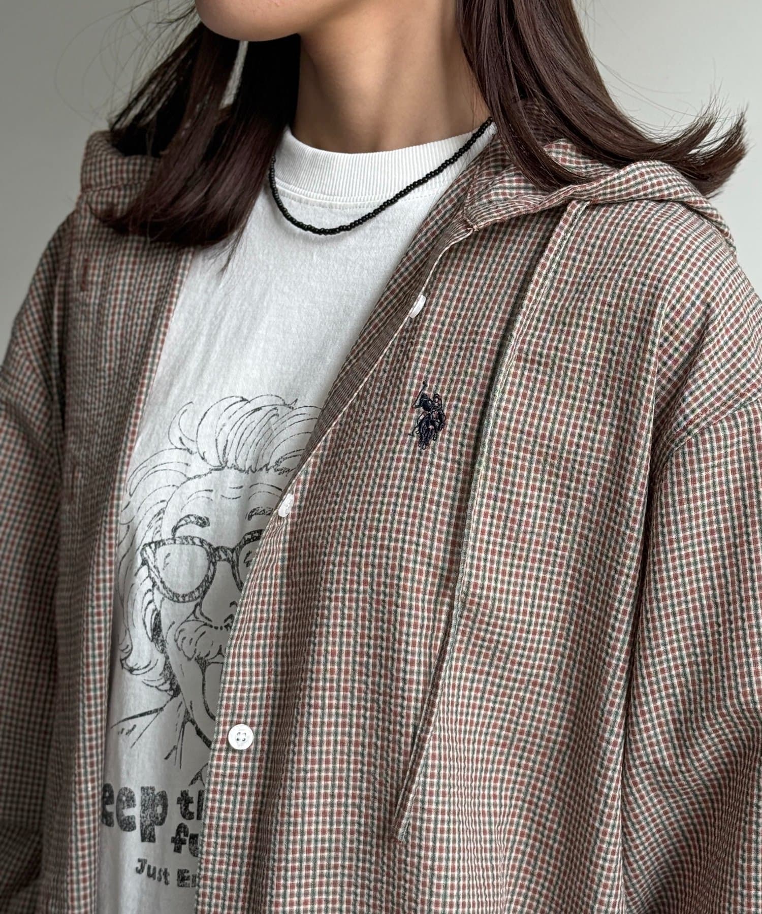 CPCM(シーピーシーエム) 【U.S. POLO ASSN.】シアサッカーフードシャツ