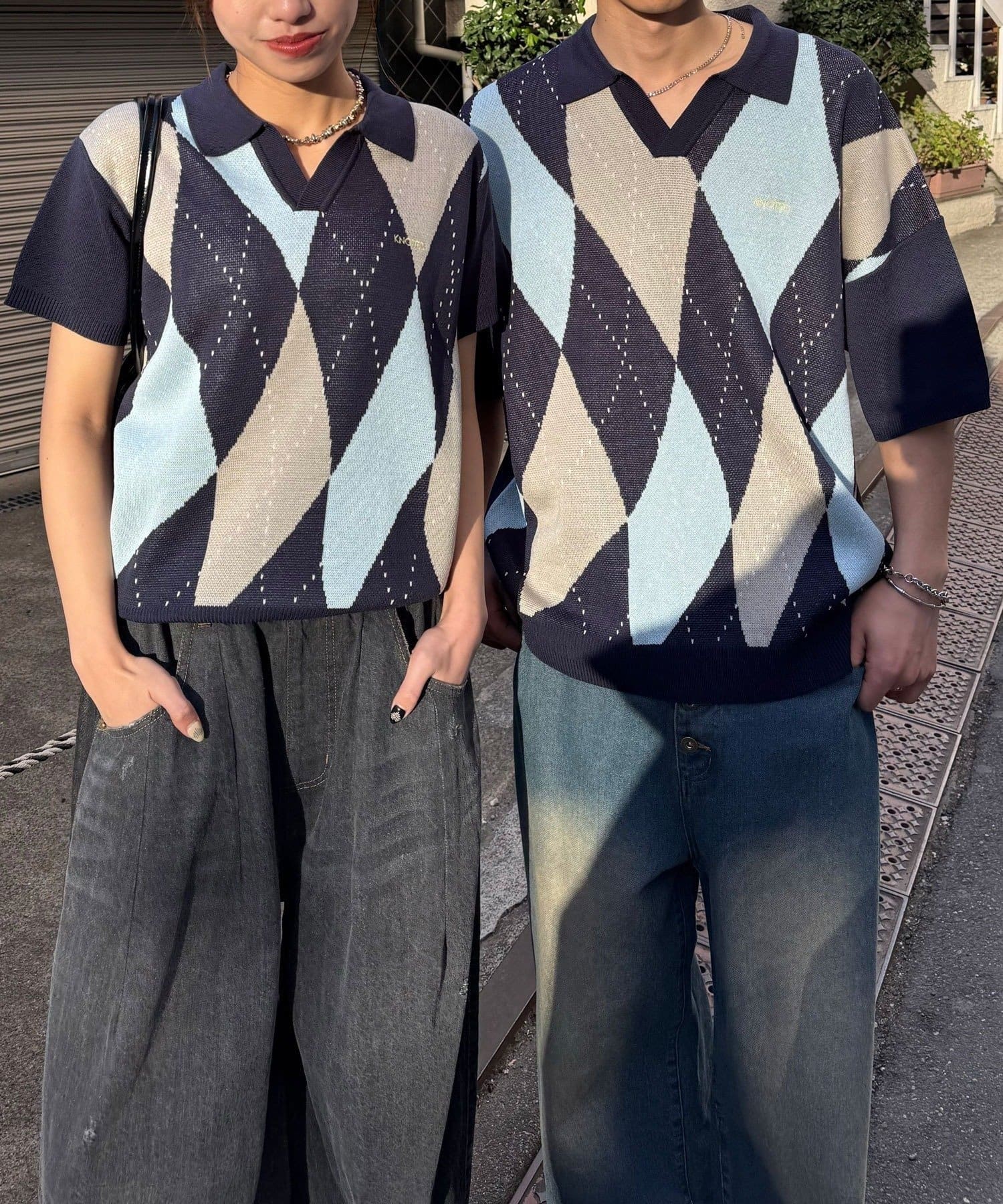 CIAOPANIC(チャオパニック) アーガイルスキッパーサマーニットポロシャツ