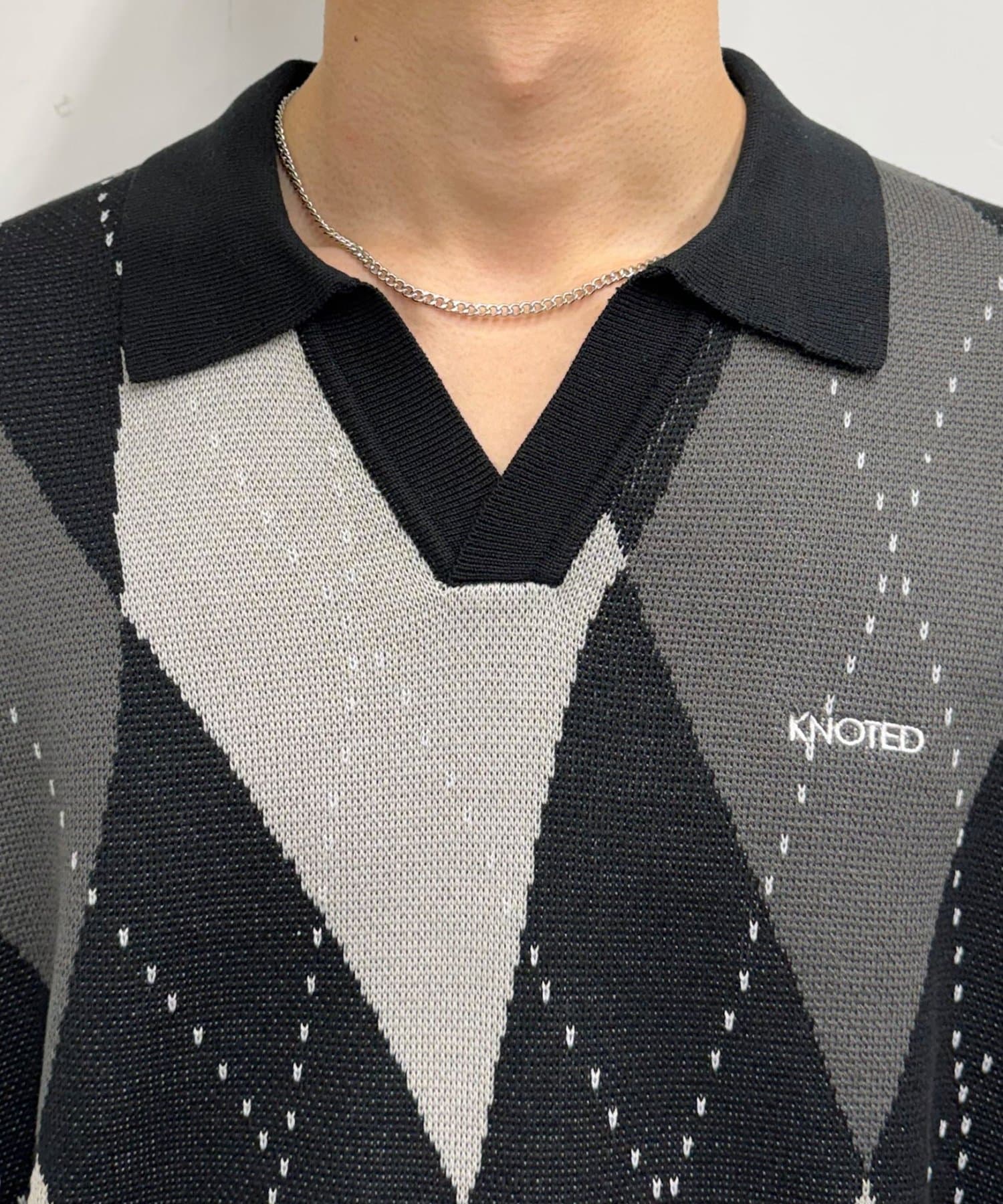 CIAOPANIC(チャオパニック) アーガイルスキッパーサマーニットポロシャツ