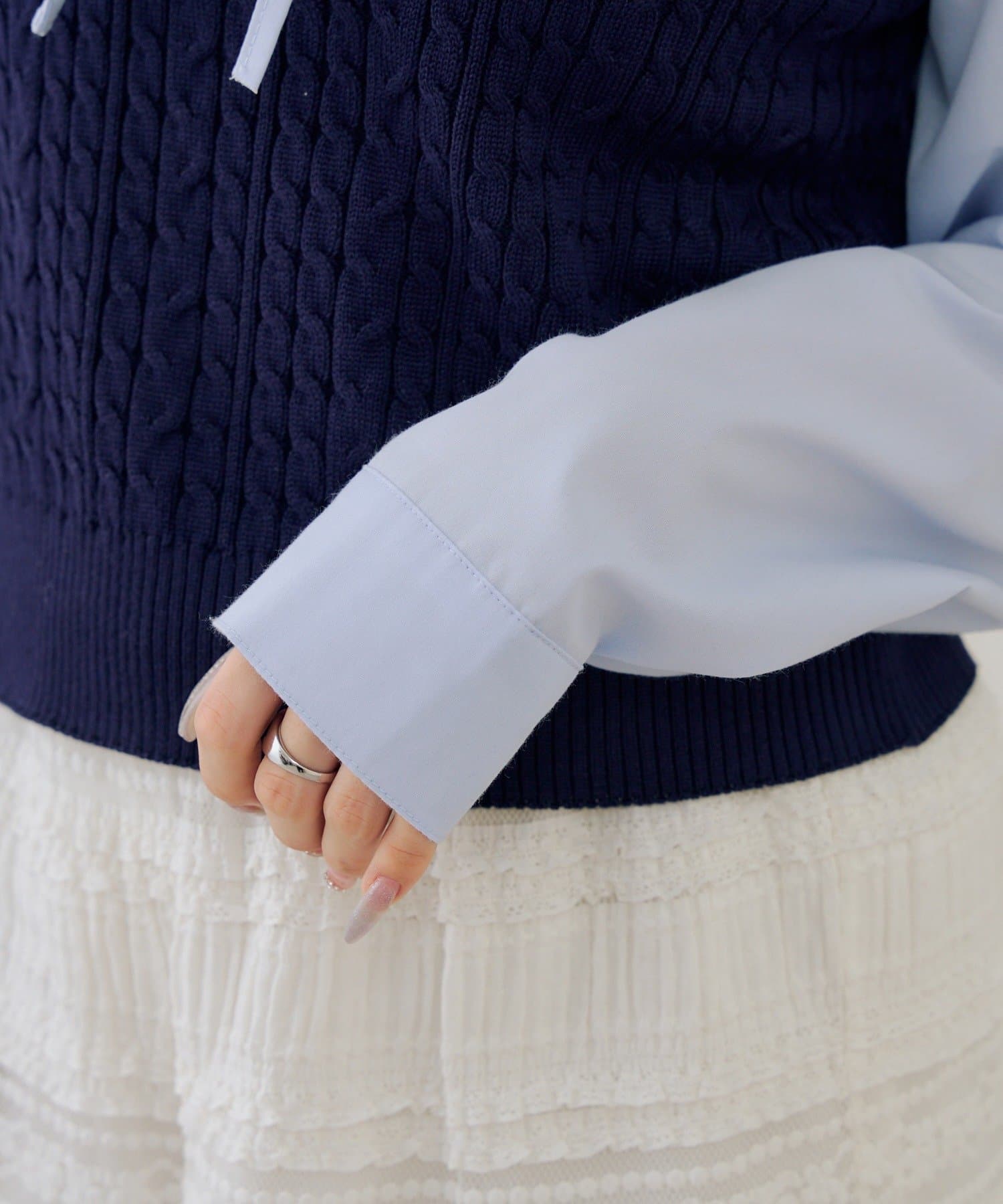 NICE CLAUP / OLIVE des OLIVE OUTLET(ナイスクラップ  / オリーブ デ オリーブ アウトレット) 【RMAF】シャツ+ニットベストドッキングプルオーバー