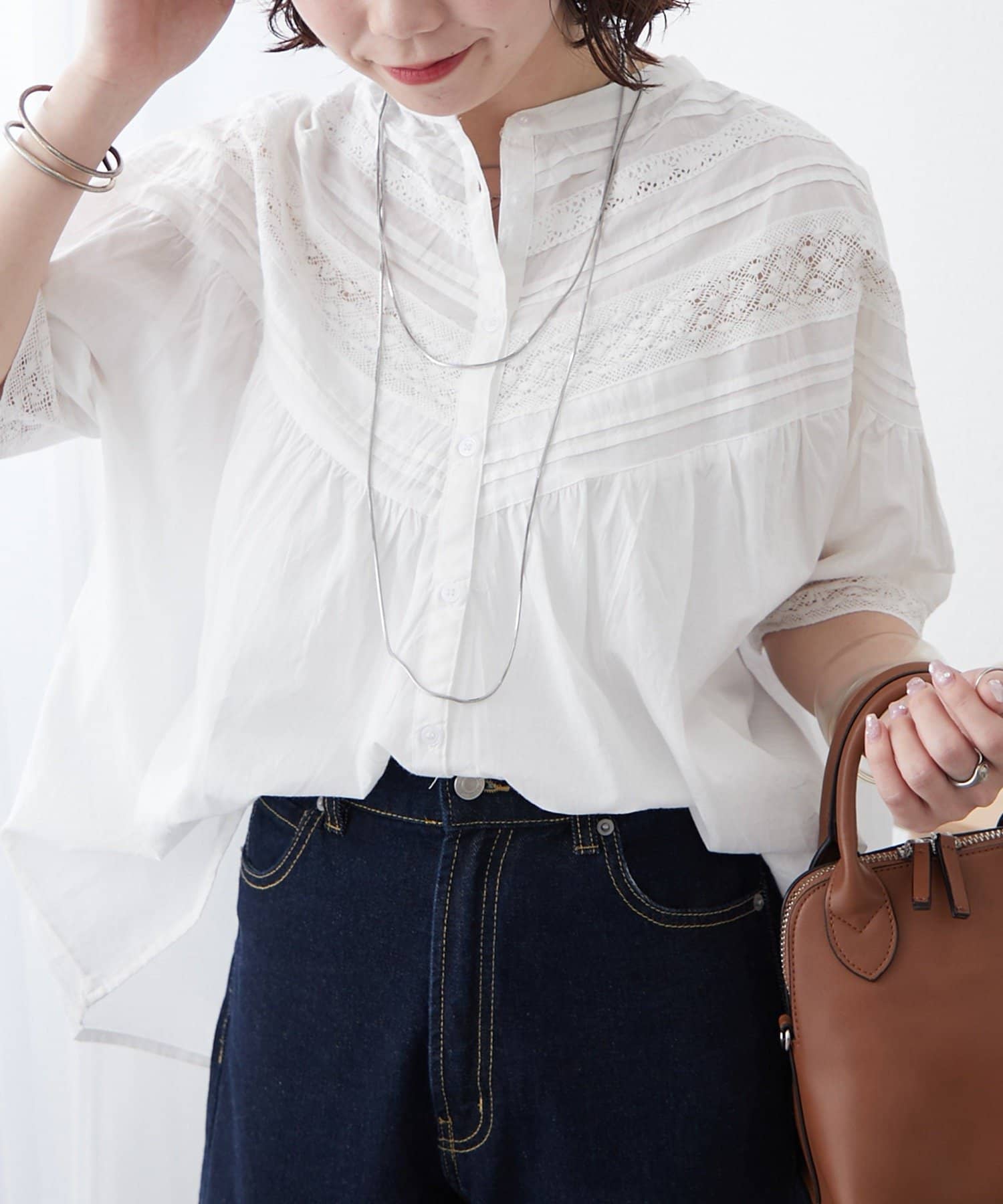 NAO】ピンタックレース前釦BL | NICE CLAUP / OLIVE des OLIVE OUTLET