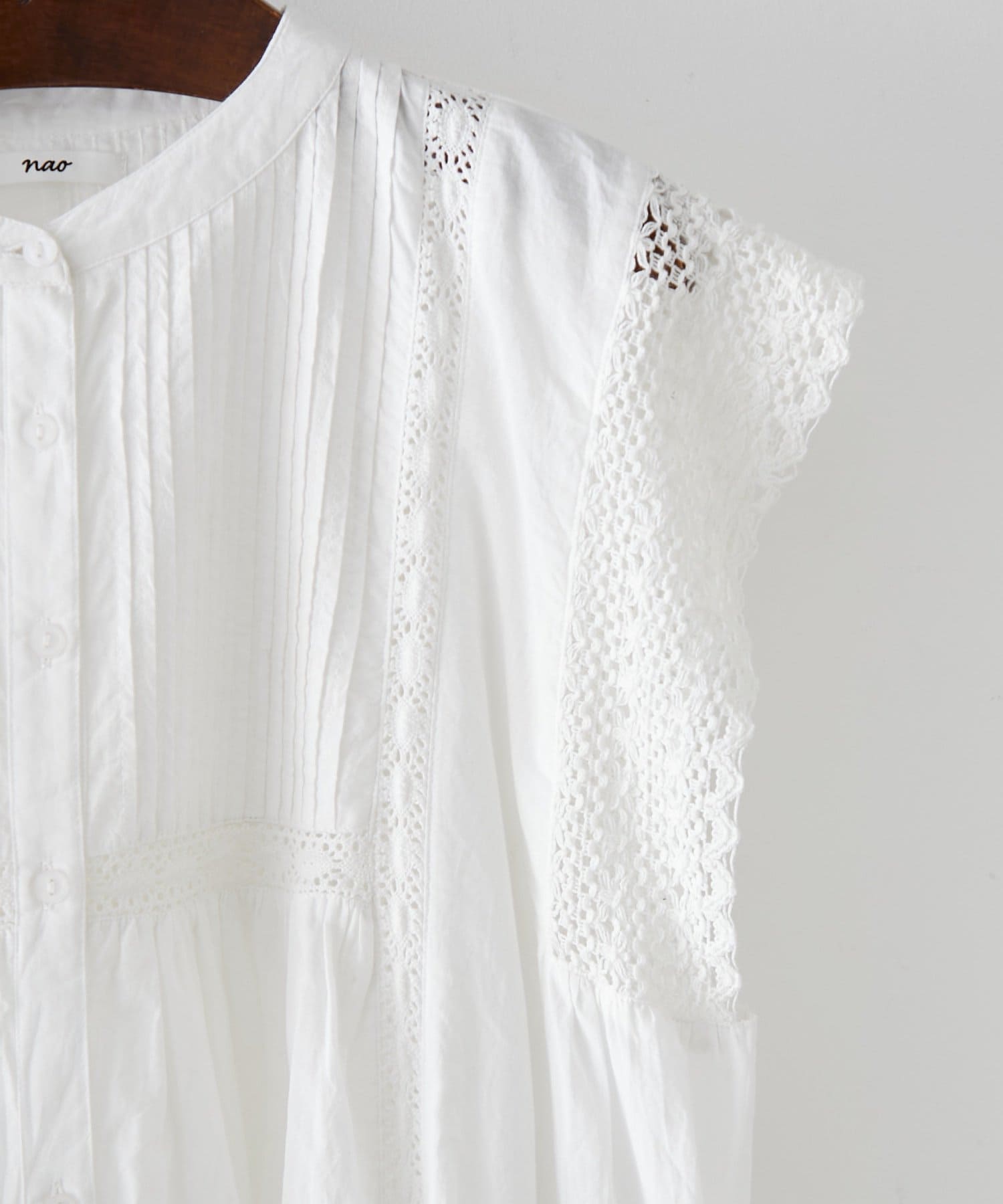 Remind me and forever(リマインドミーアンドフォーエバー) 【NAO】【India Series】ピンタック袖レース前釦ワンピース