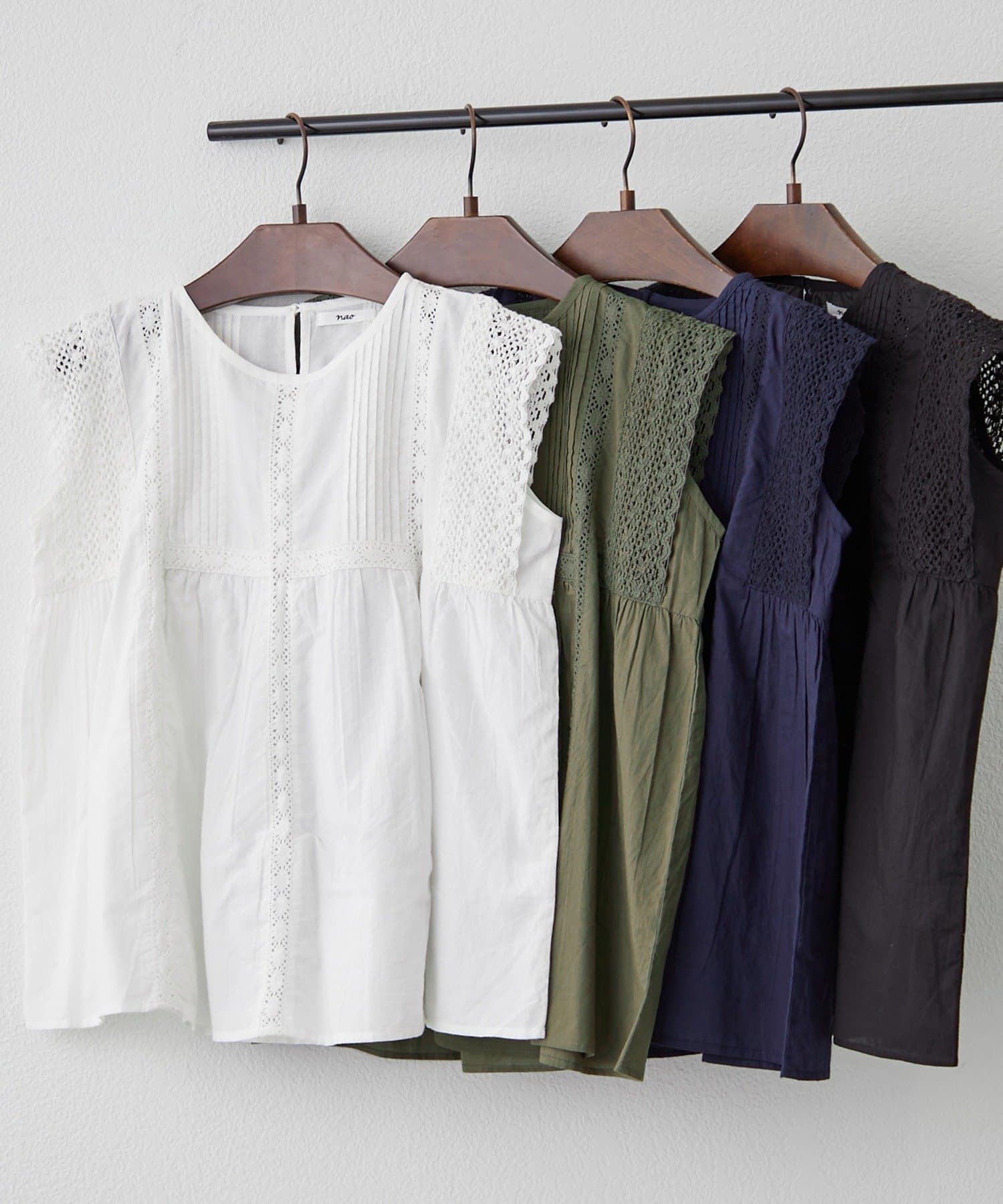 Remind me and forever(リマインドミーアンドフォーエバー) 【NAO】ピンタック袖レースブラウス