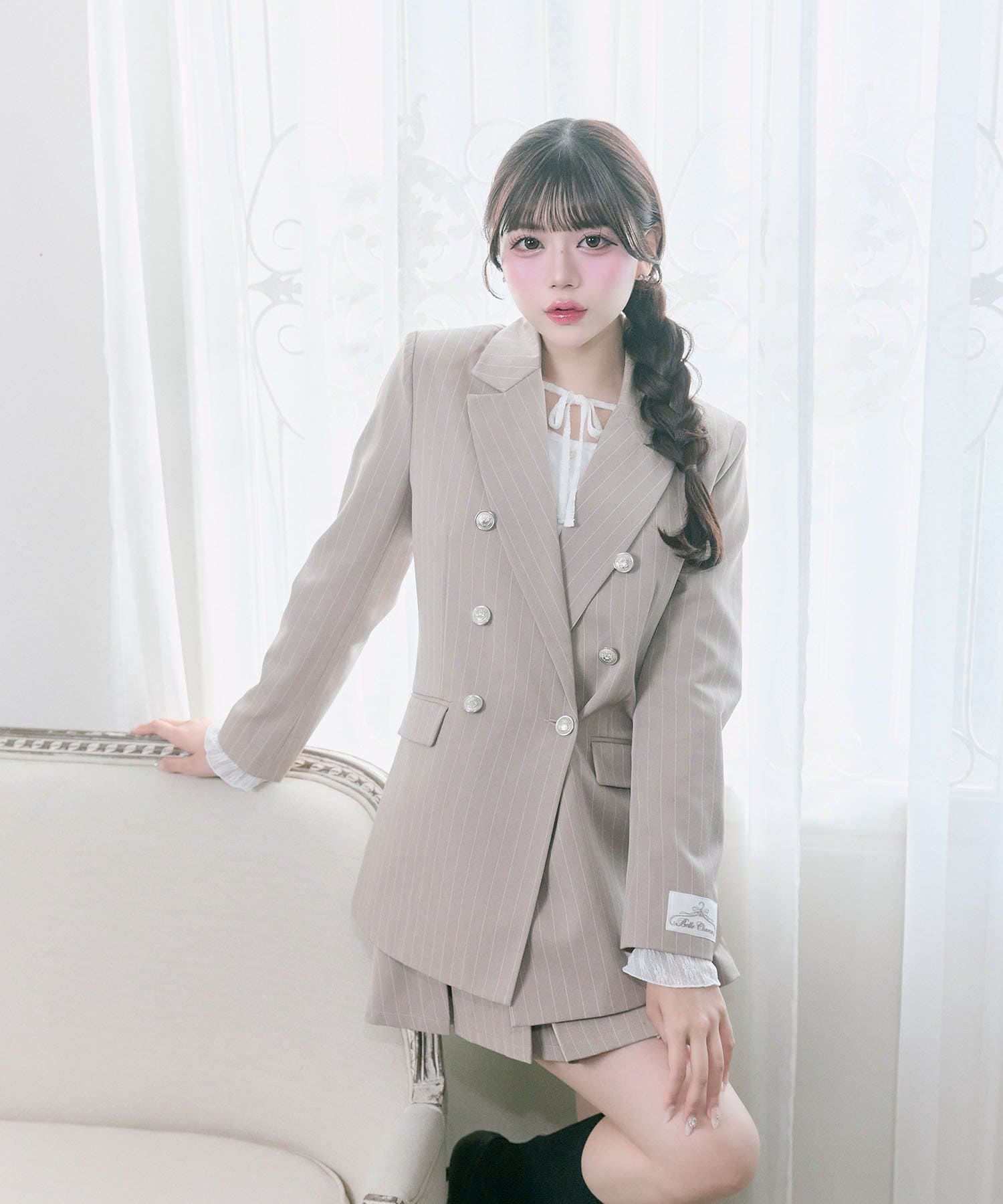 Belle Charme(ベルシャルム) Side Belt Pleats Skirt