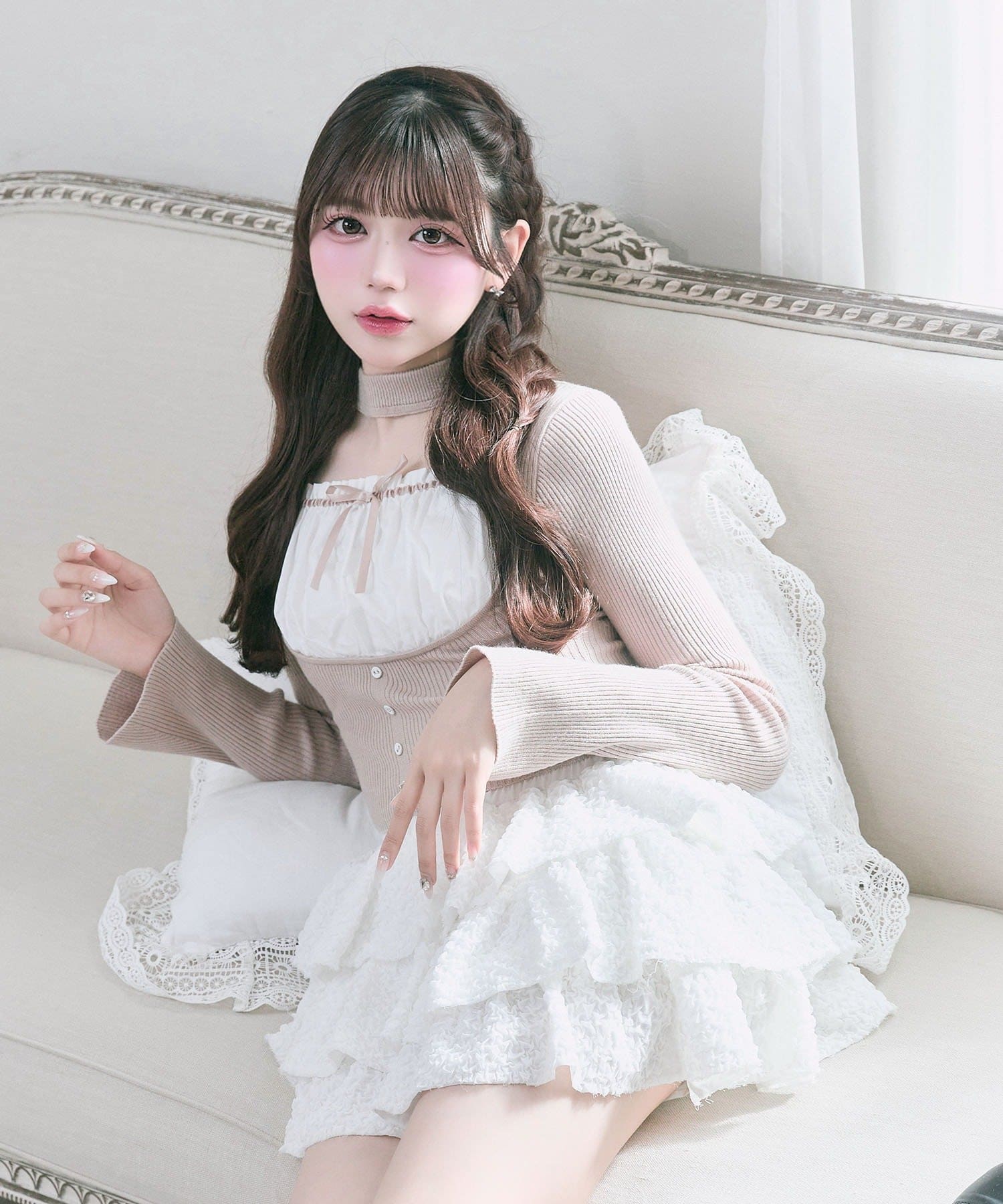 Belle Charme(ベルシャルム) Layered Frill Mini Skirt