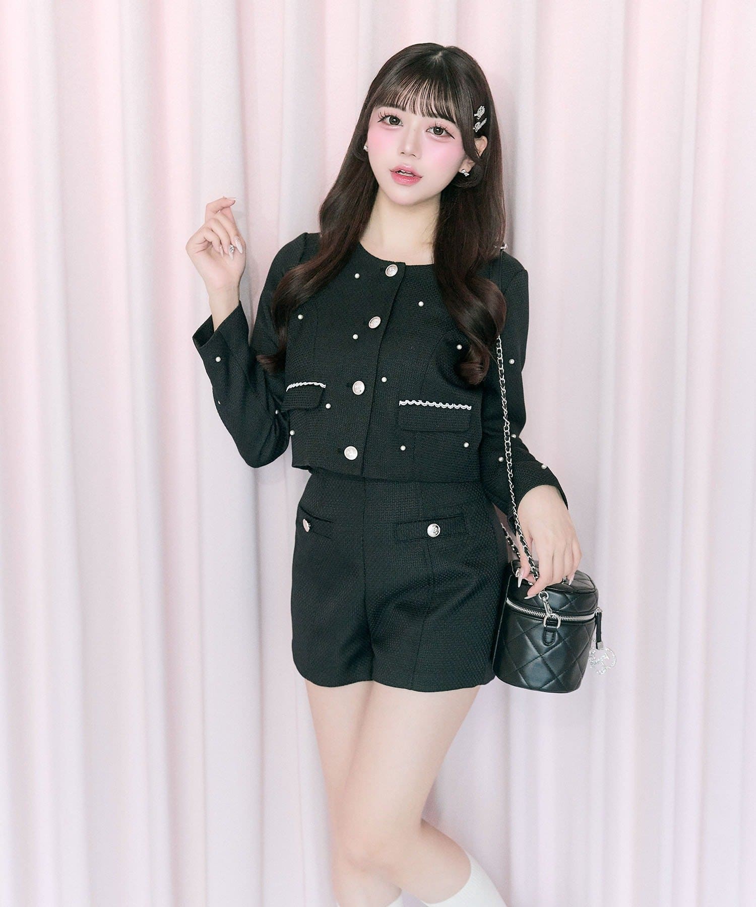 Belle Charme(ベルシャルム) Double Button Tweed Short Pants