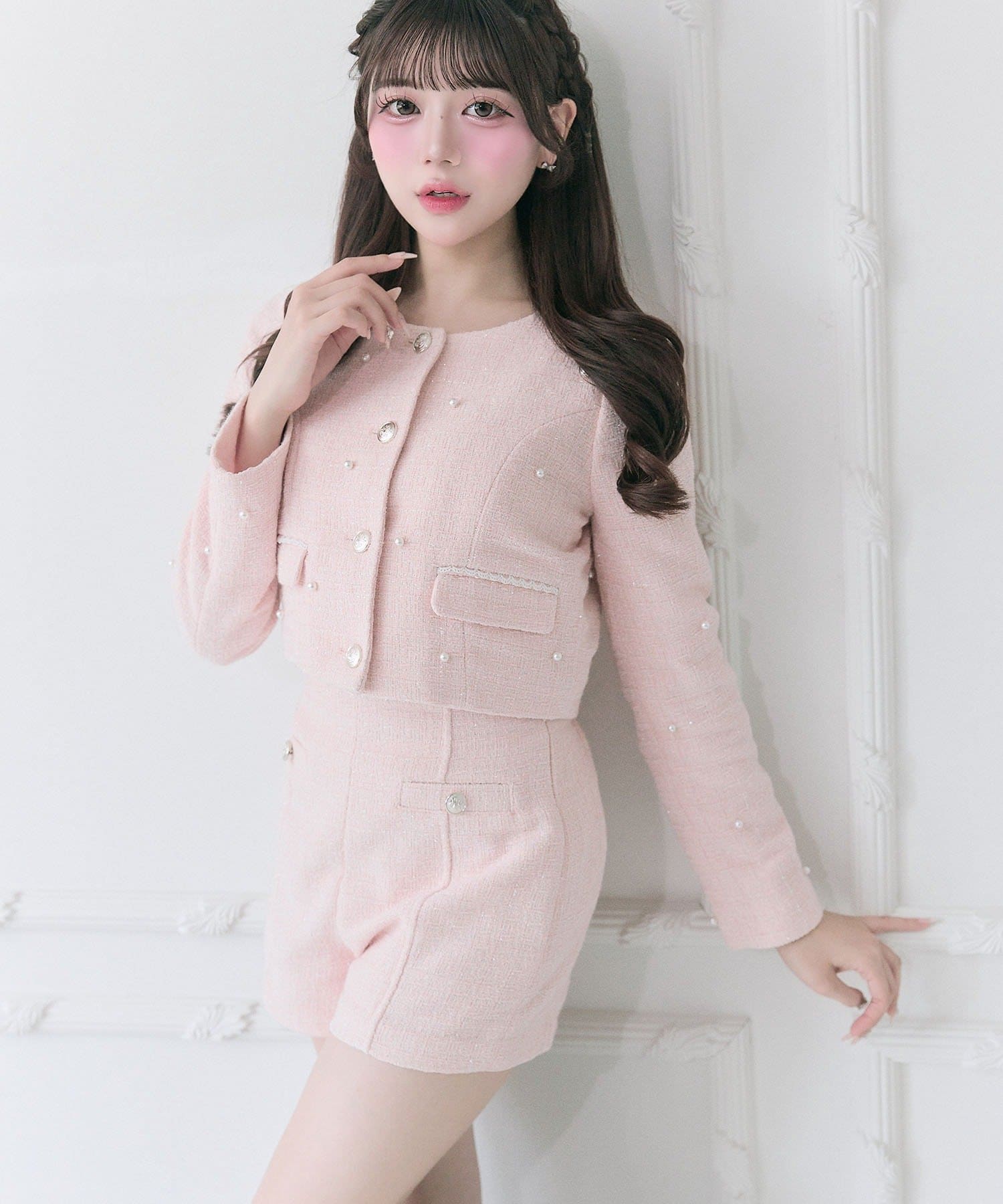 Belle Charme(ベルシャルム) Double Button Tweed Short Pants