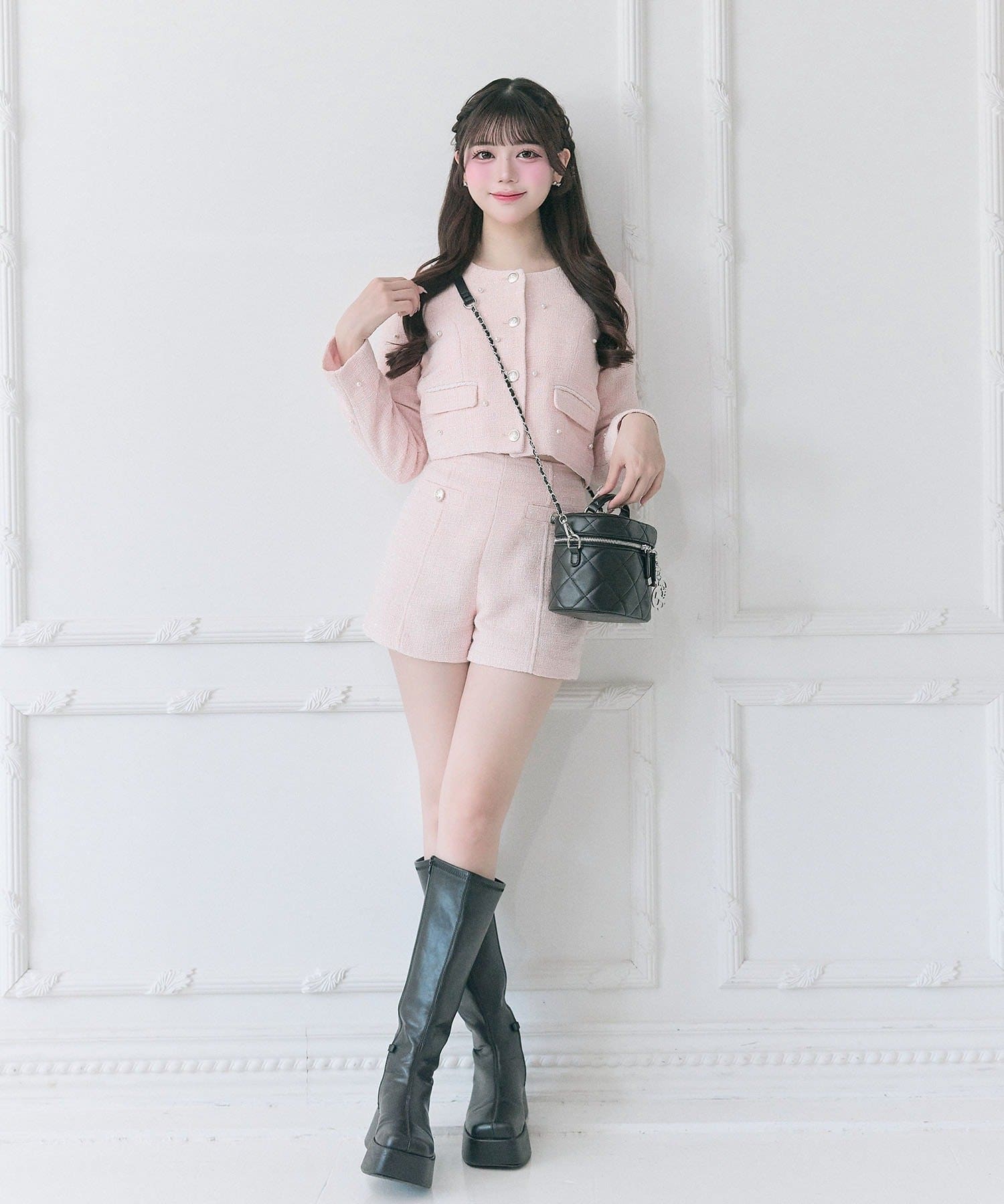 Belle Charme(ベルシャルム) Double Button Tweed Short Pants