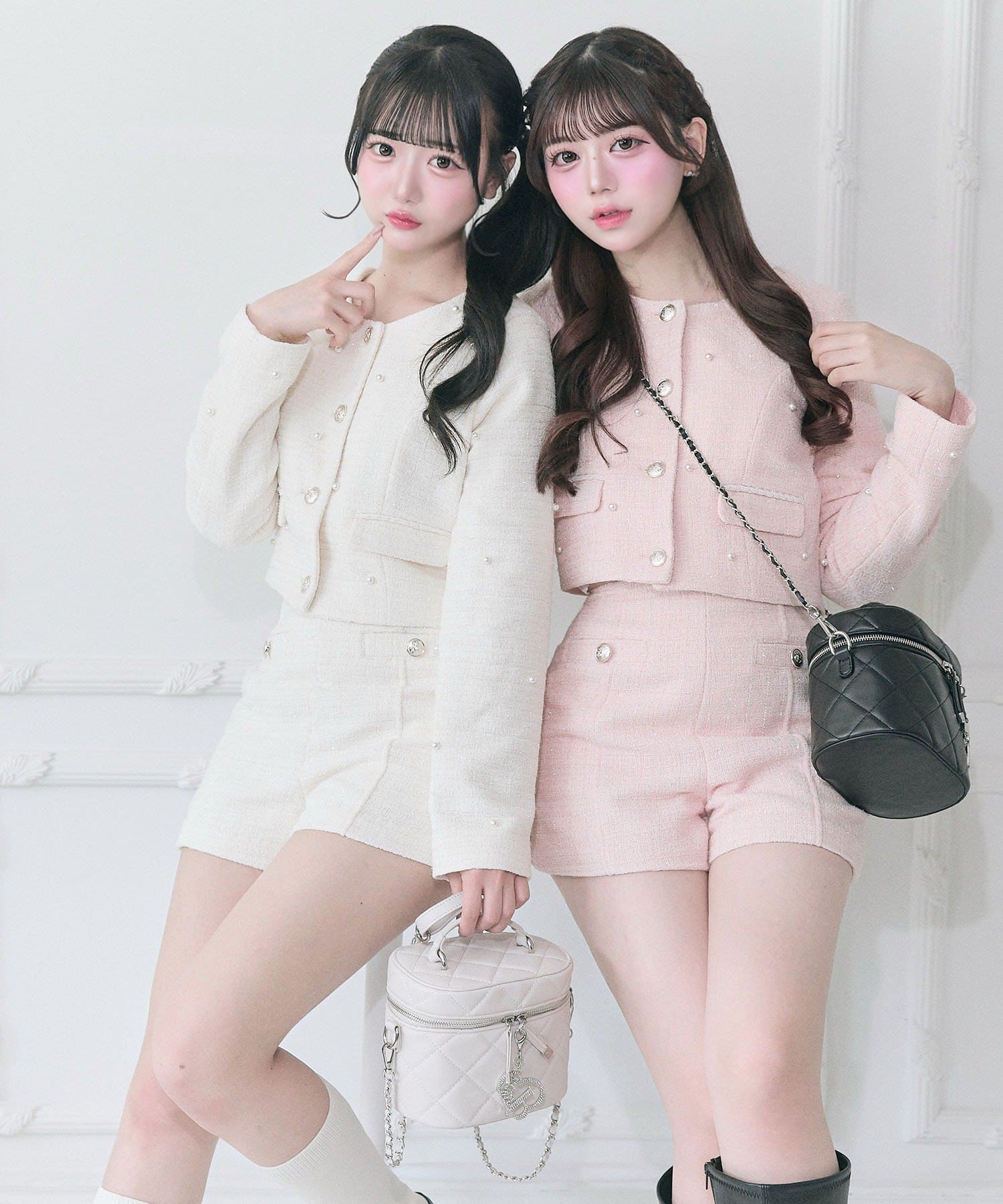 Belle Charme(ベルシャルム) Double Button Tweed Short Pants