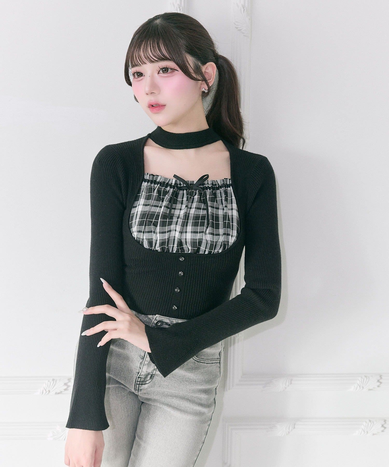Belle Charme(ベルシャルム) Choker Design Rib Knit
