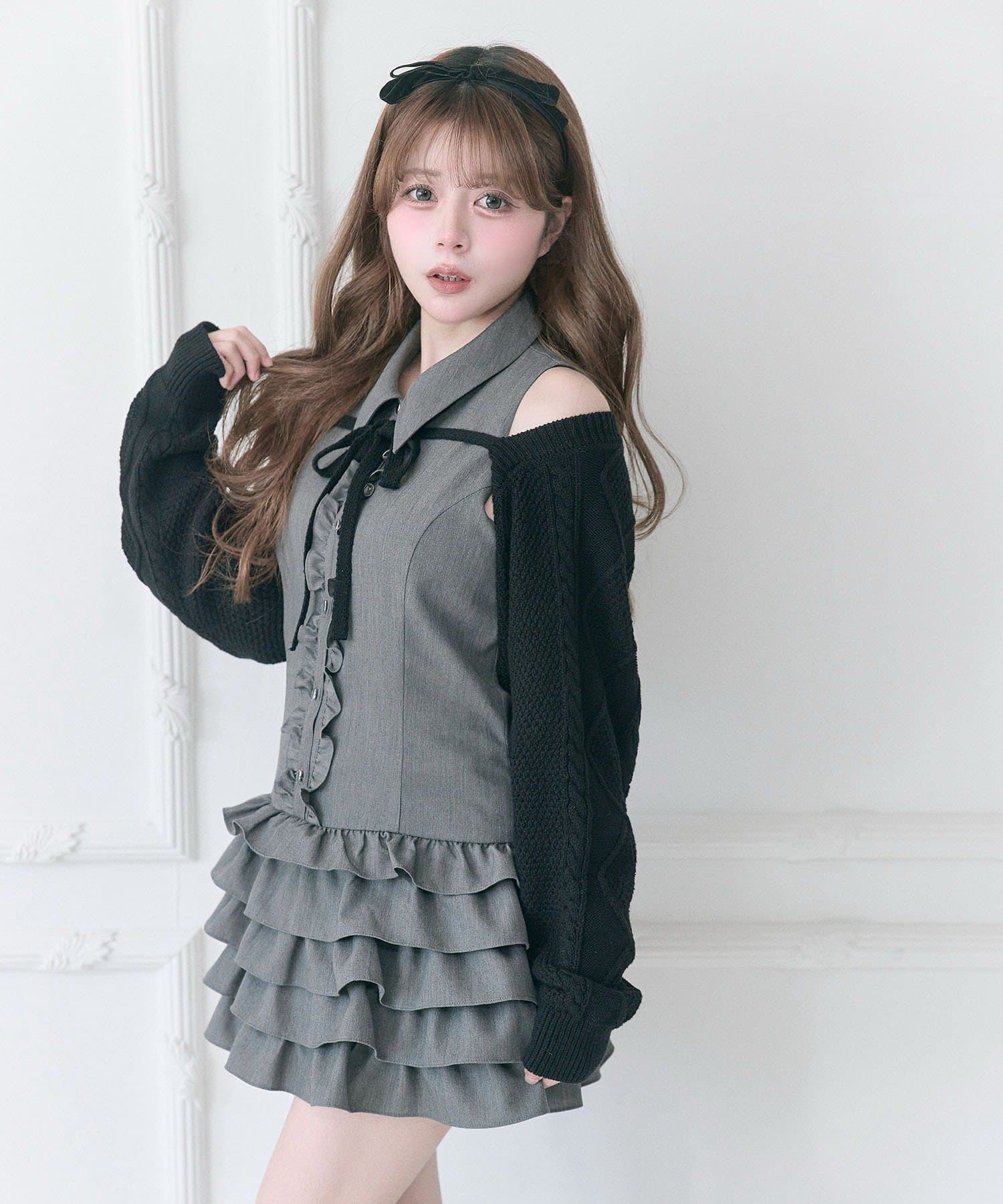 Belle Charme(ベルシャルム) Nosleeve Frill Onepiece　