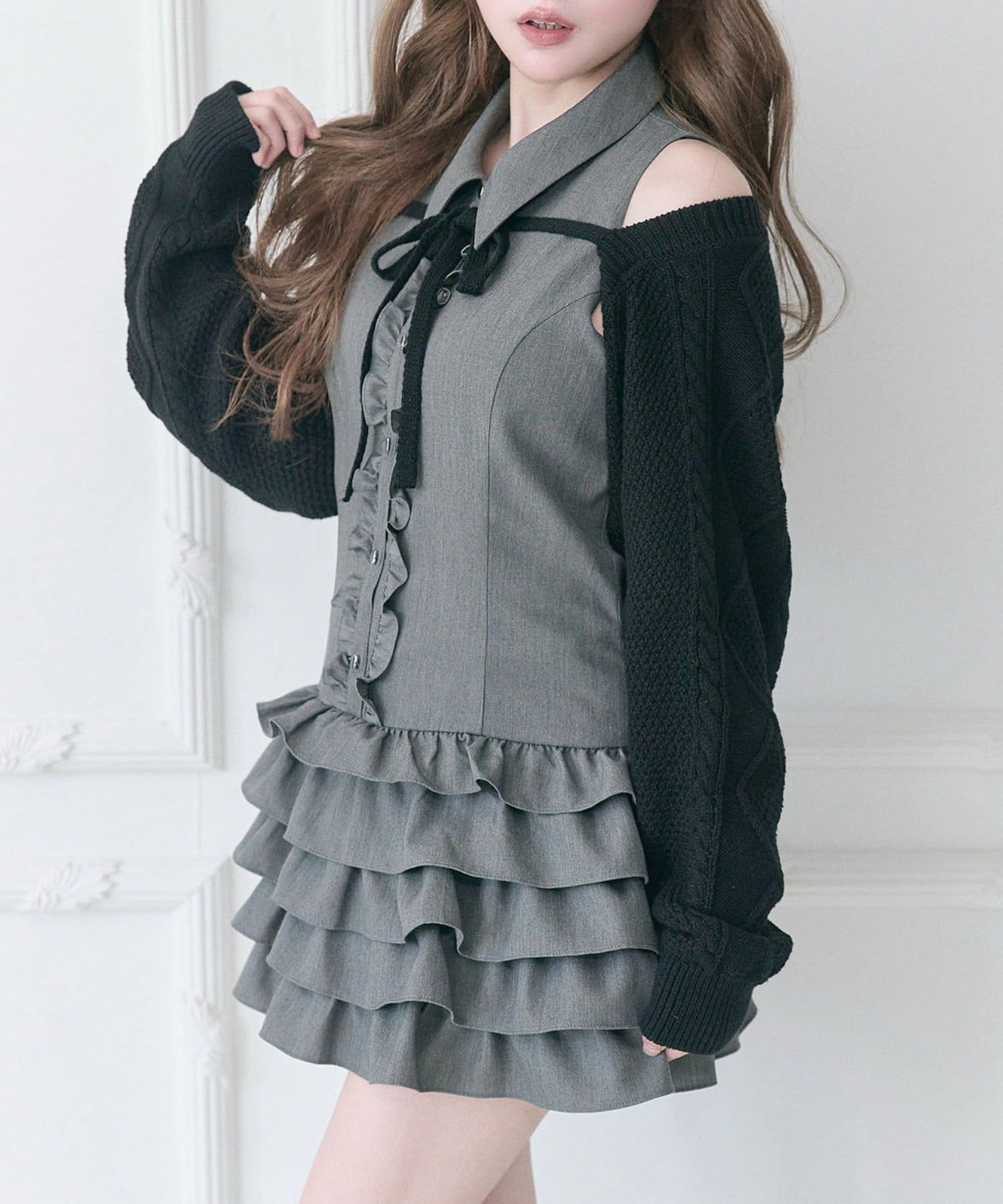 Belle Charme(ベルシャルム) Nosleeve Frill Onepiece　