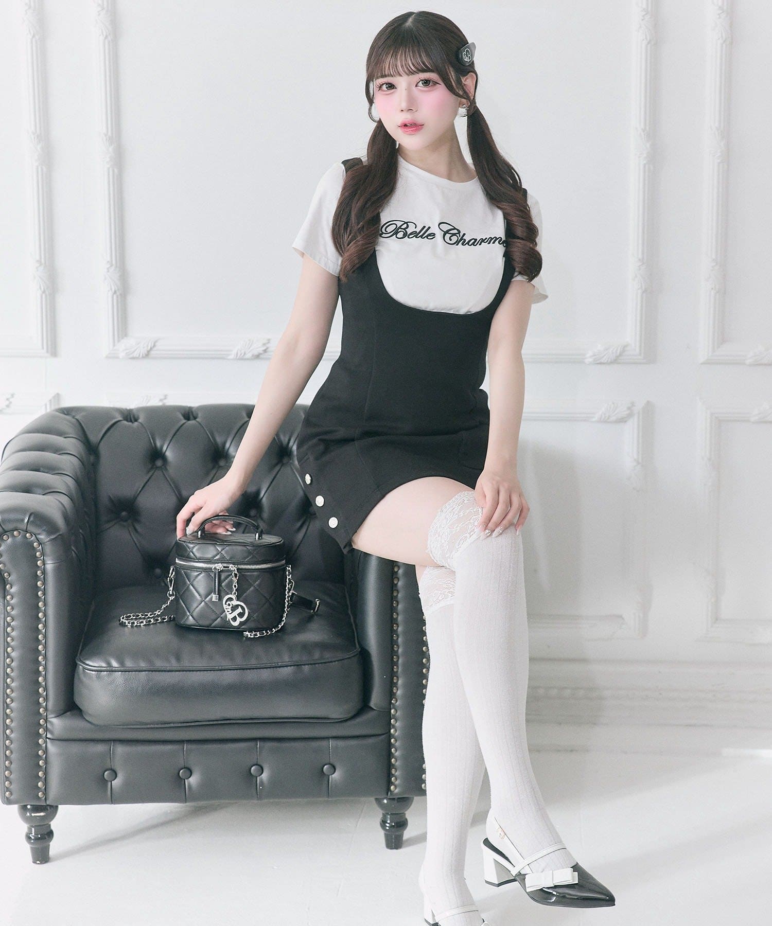 Belle Charme(ベルシャルム) Side Button Mini Jumper Skirt