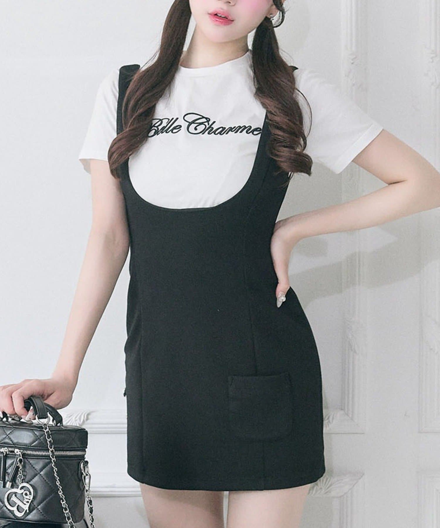 Belle Charme(ベルシャルム) Side Button Mini Jumper Skirt