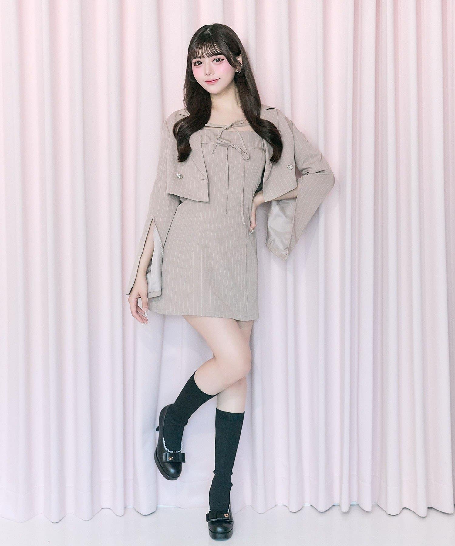 Belle Charme(ベルシャルム) Twin Ribbon Cami Onepiece