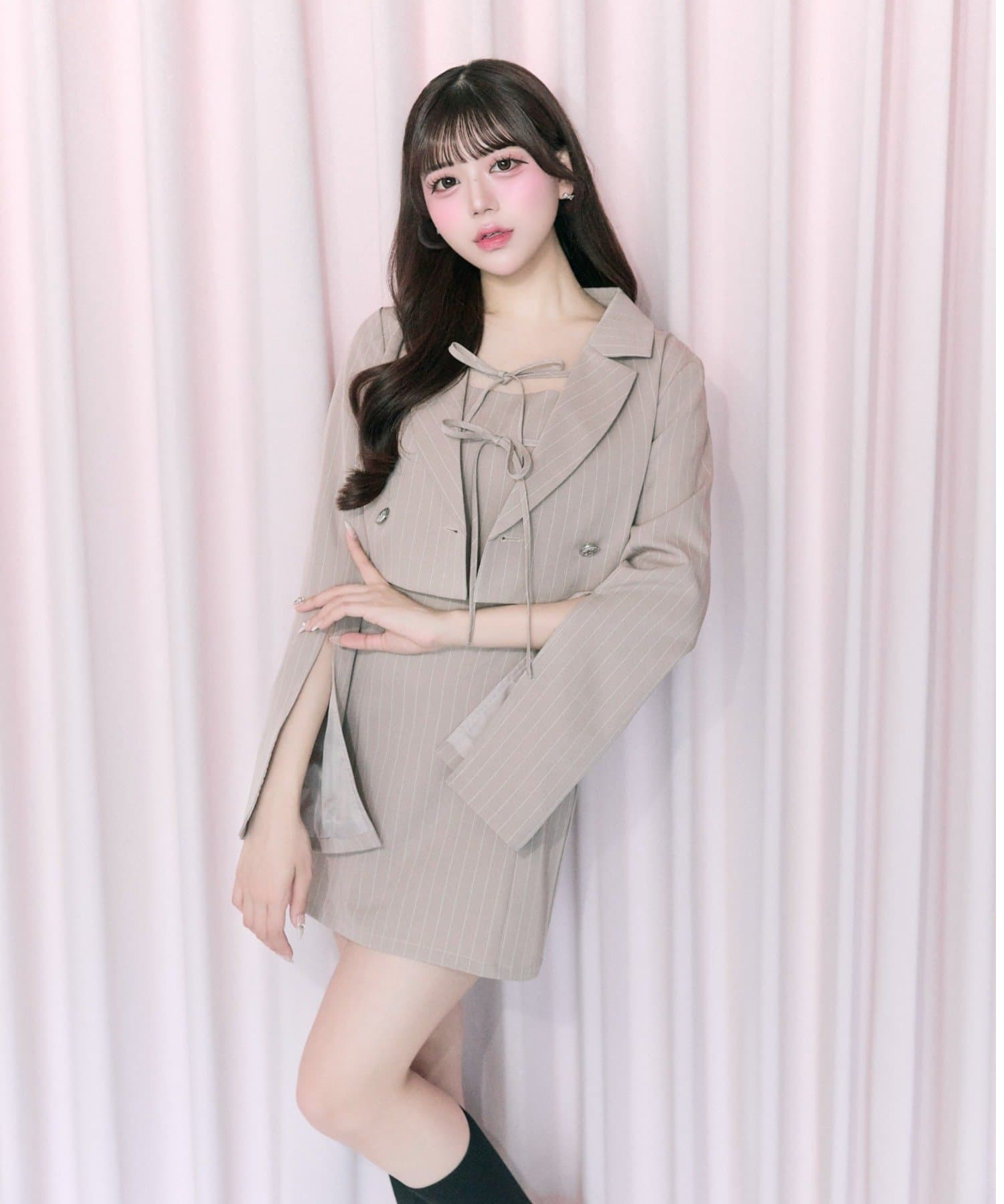 Belle Charme(ベルシャルム) Sleeve Slit Short Tailored Jacket