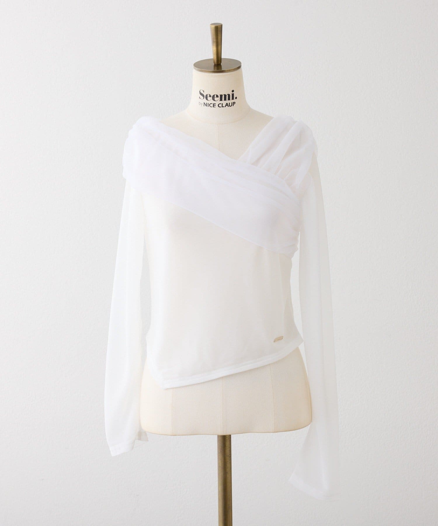 Seemi.by NICE CLAUP(シーミーバイナイスクラップ) チュールオフショルトップス