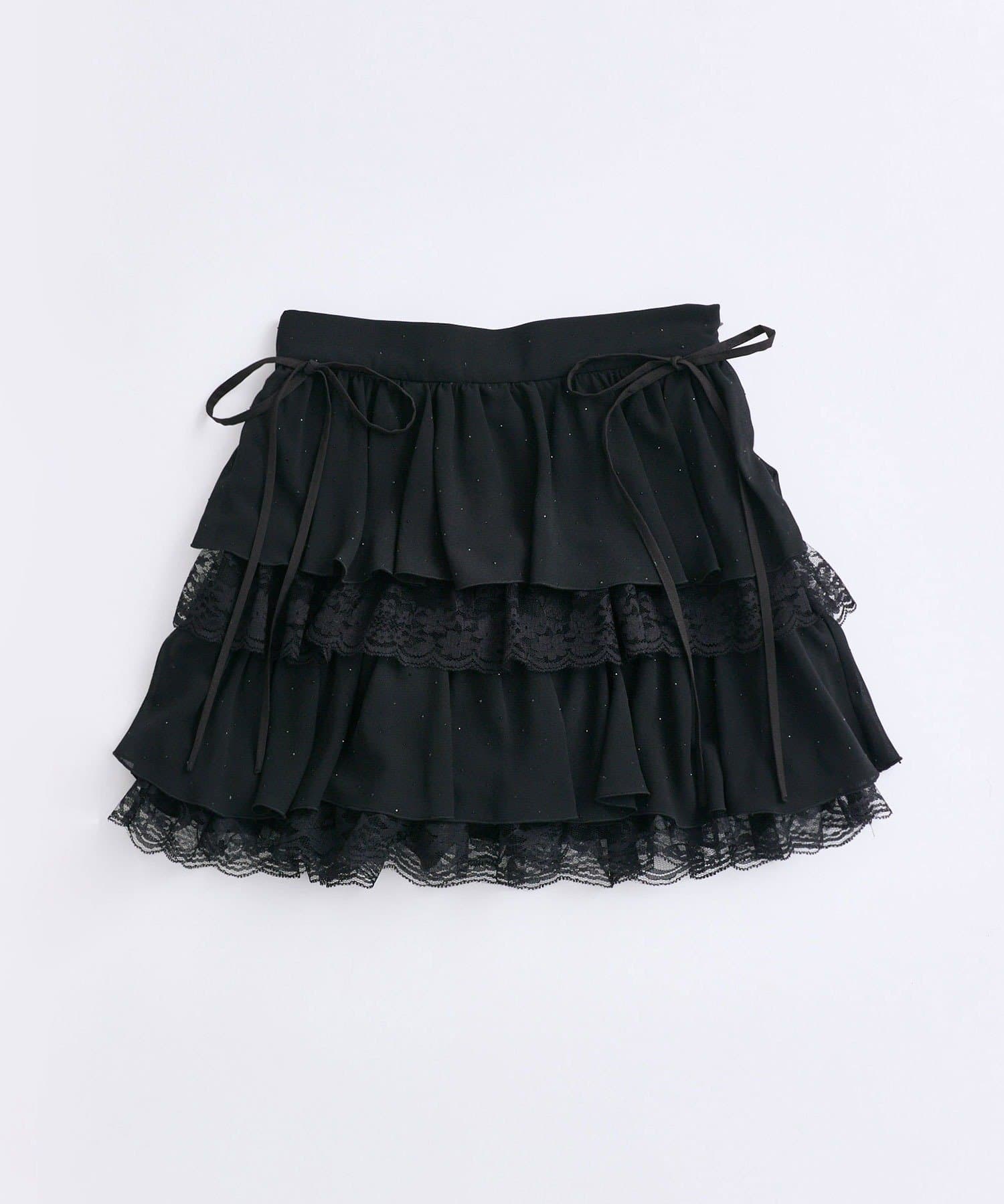 OLIVE des OLIVE(オリーブ デ オリーブ) エアリーラッフルティアードミニスカート