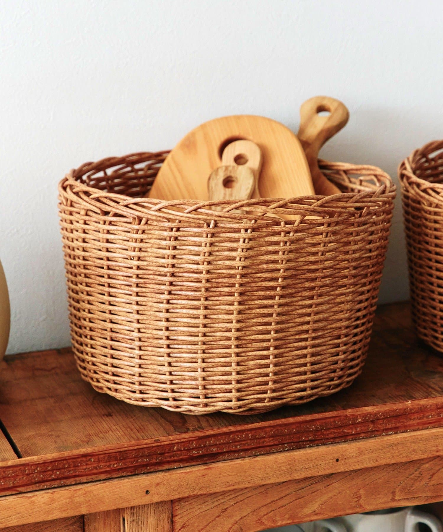 salut!(サリュ) PEラタンラウンドバスケット：L