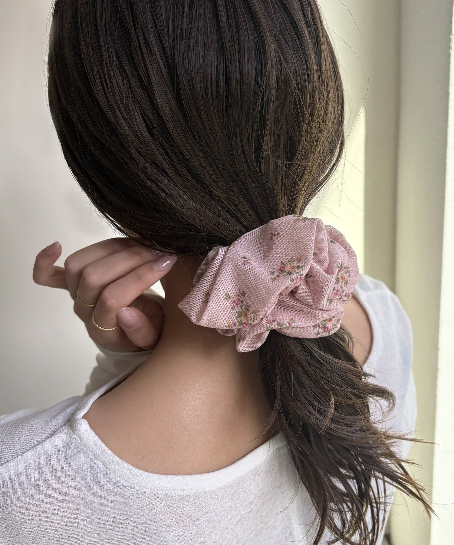 Lattice(ラティス) メッシュ小花柄シュシュ