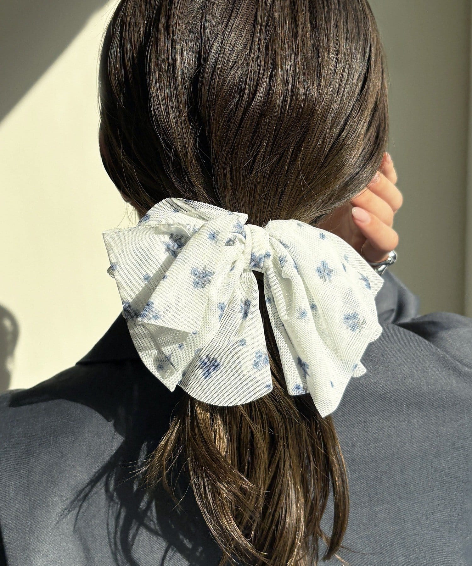 Lattice(ラティス) メッシュ小花柄リボンバレッタ