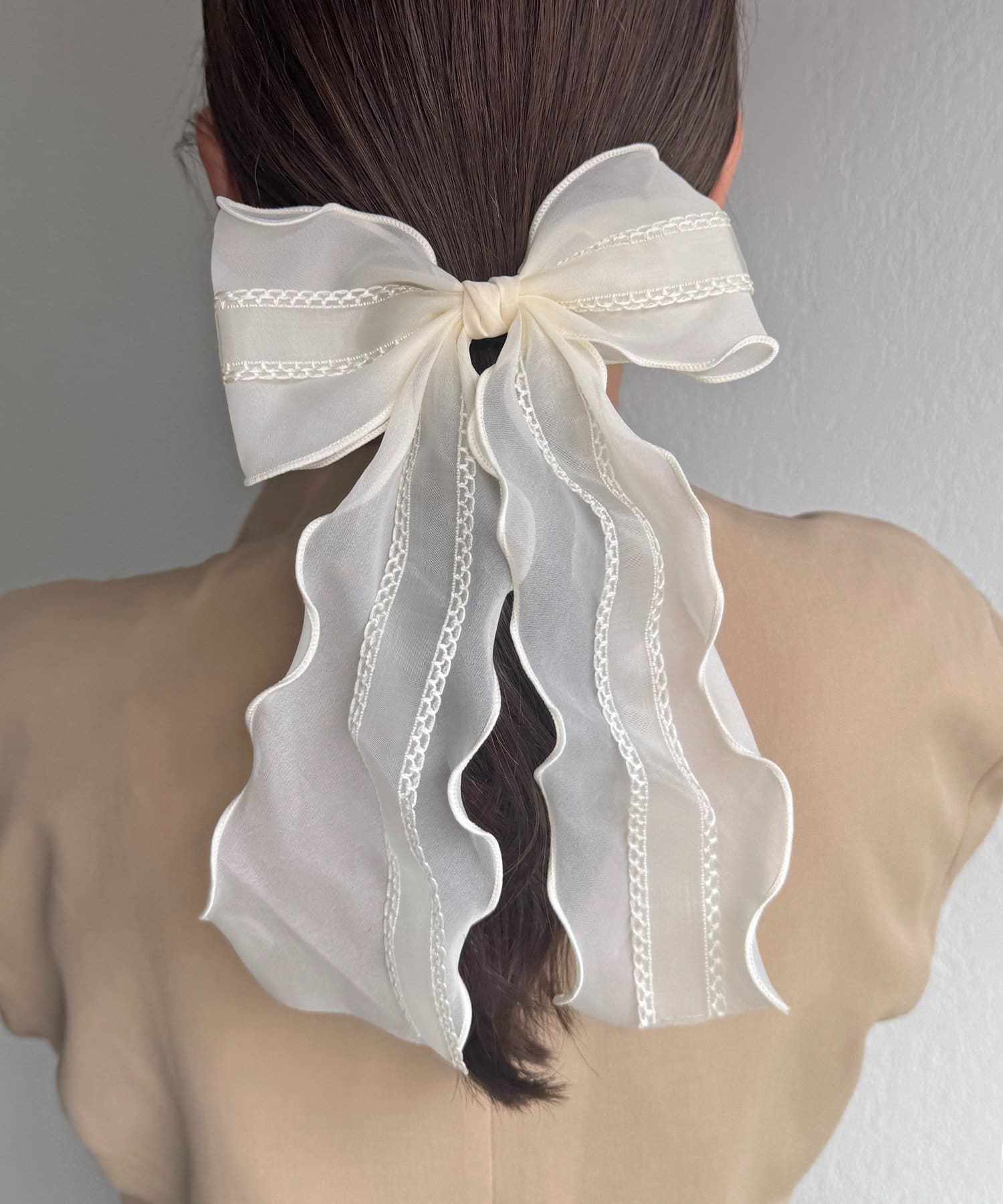 Lattice(ラティス) レース付きシアーリボンポニー